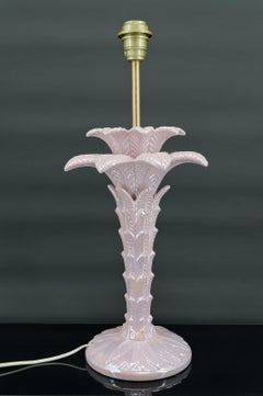 Palm tree lamp in pearly pink ceramic, Italy, circa 1960
