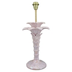 Retro Palm tree lamp in pearly pink ceramic, Italy, circa 1960