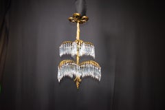 "Palm Tree" Motif Gilt Bronze and Crystal Chandelier