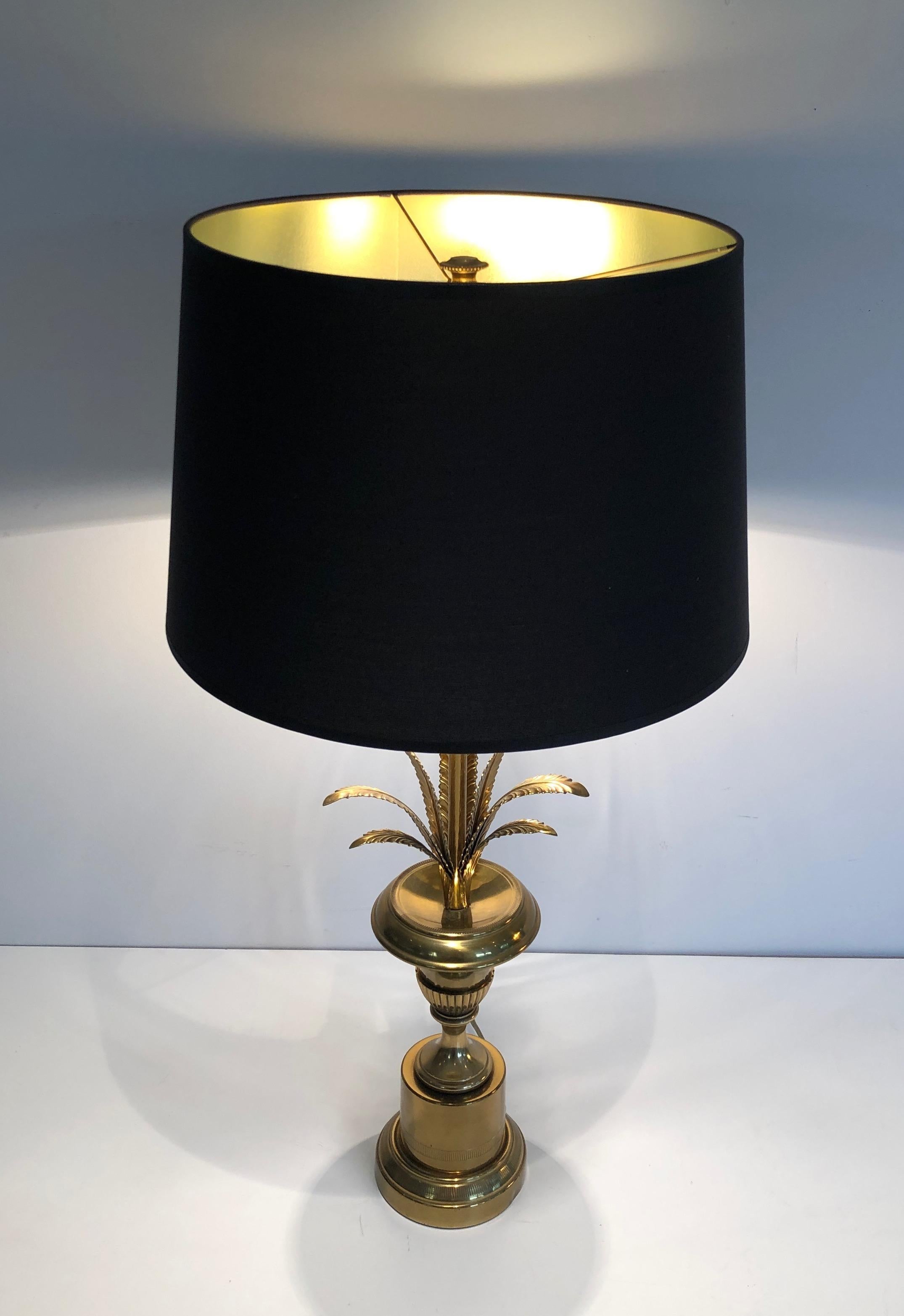 Palm Tree Neoclassical Style Brass Table Lamp in the Style of Maison Charles For Sale 7
