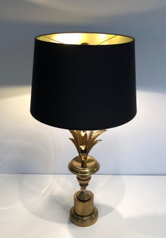Palm Tree Neoclassical Style Brass Table Lamp in the Style of Maison Charles