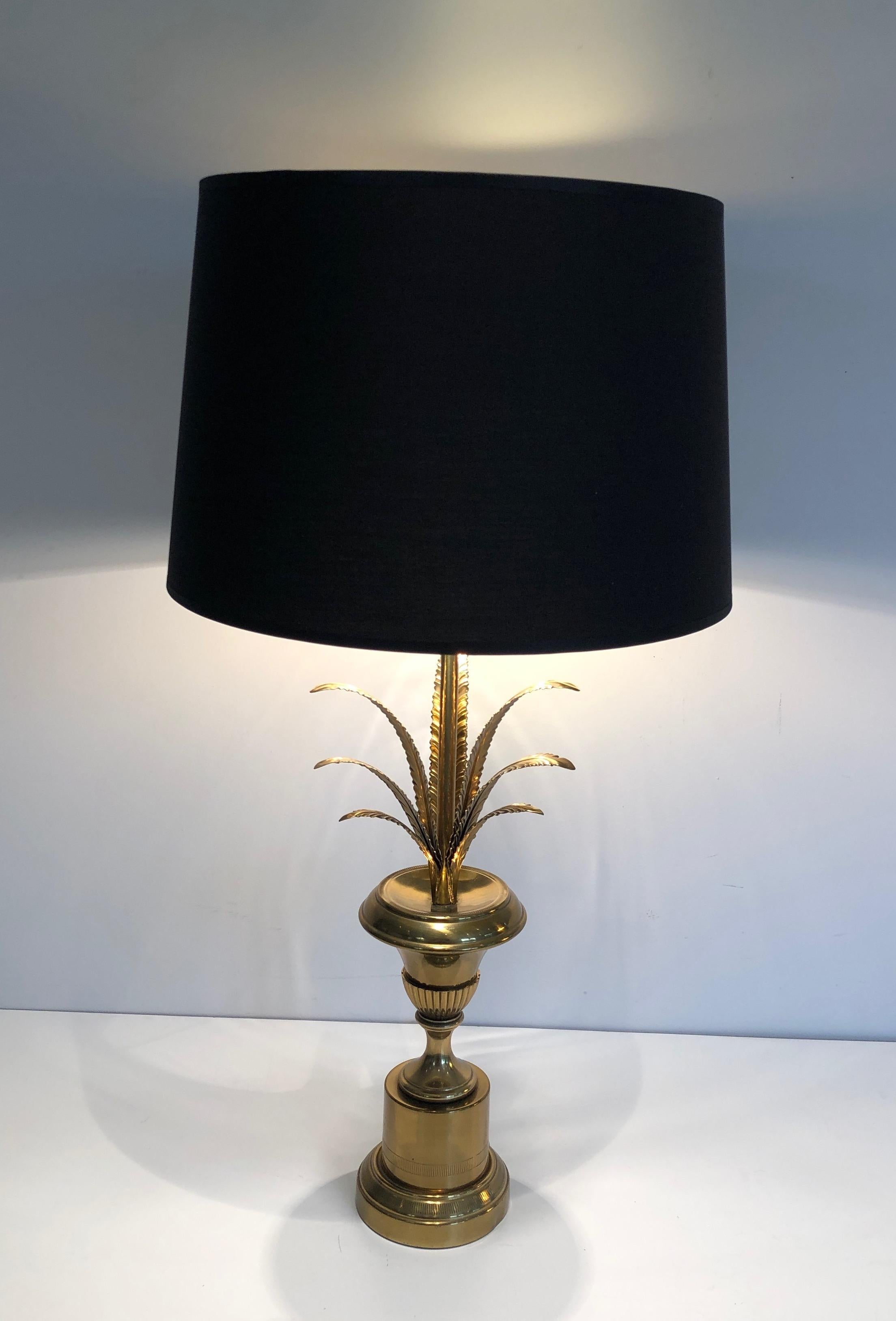 French Palm Tree Neoclassical Style Brass Table Lamp in the Style of Maison Charles For Sale