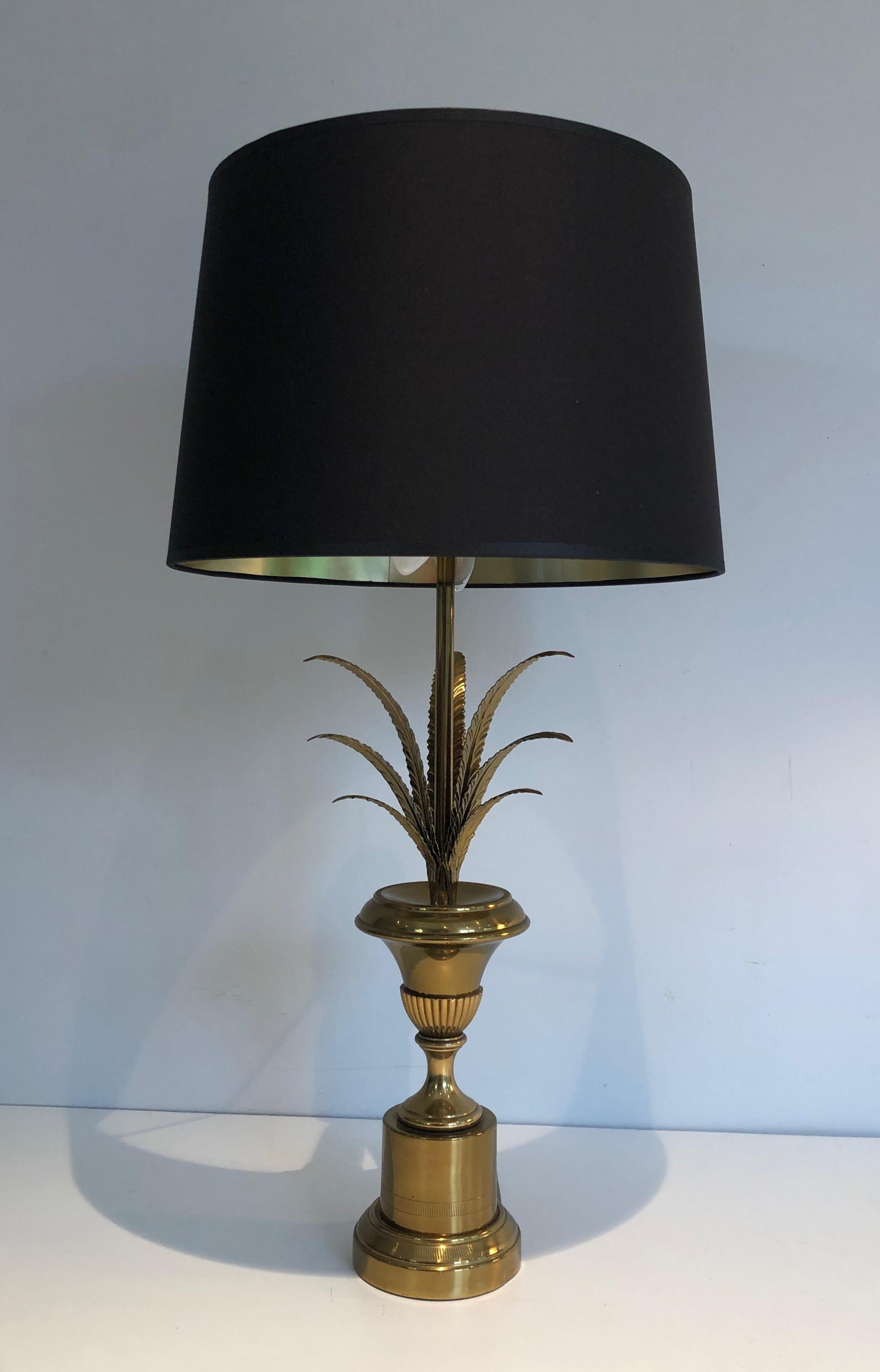 Late 20th Century Palm Tree Neoclassical Style Brass Table Lamp in the Style of Maison Charles For Sale