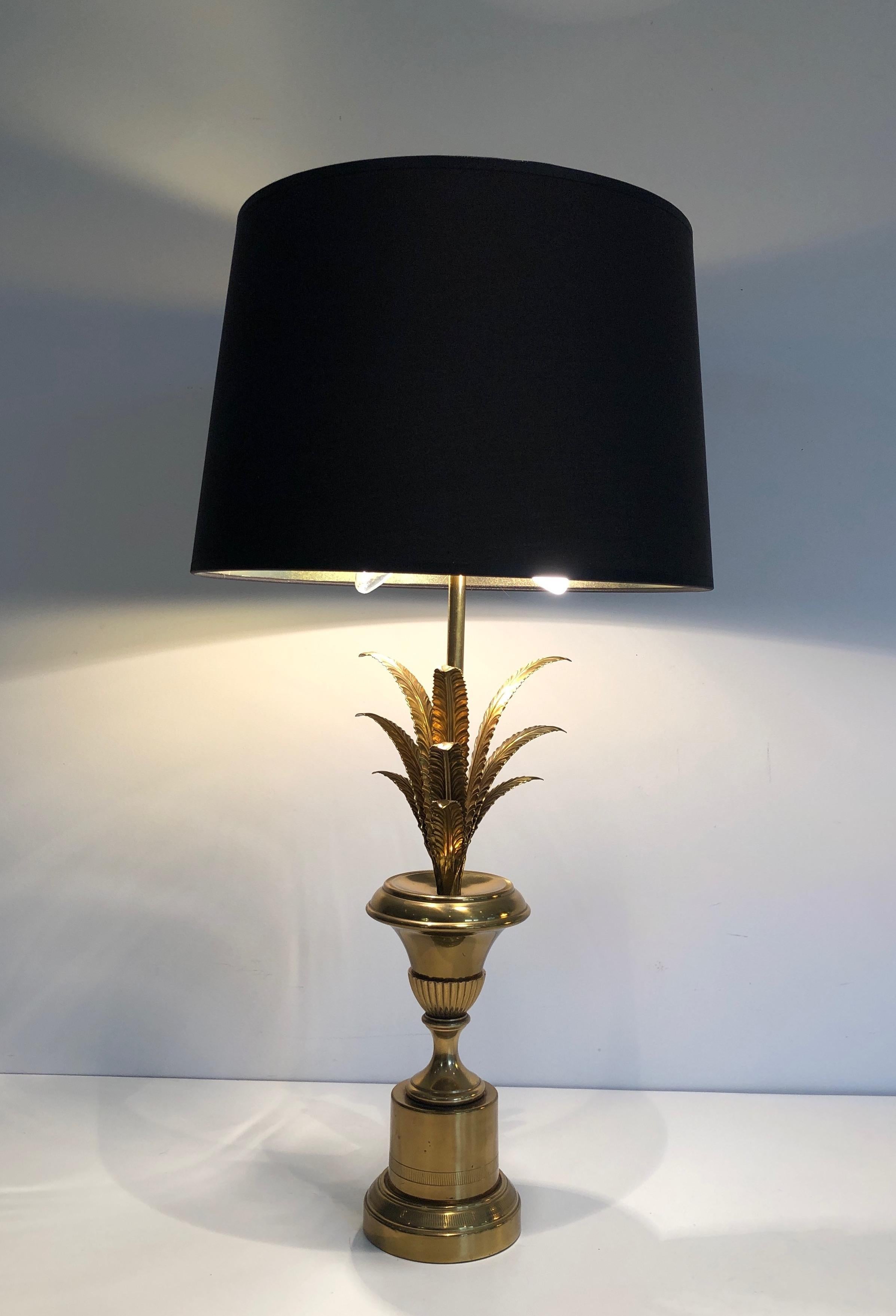Palm Tree Neoclassical Style Brass Table Lamp in the Style of Maison Charles For Sale 2