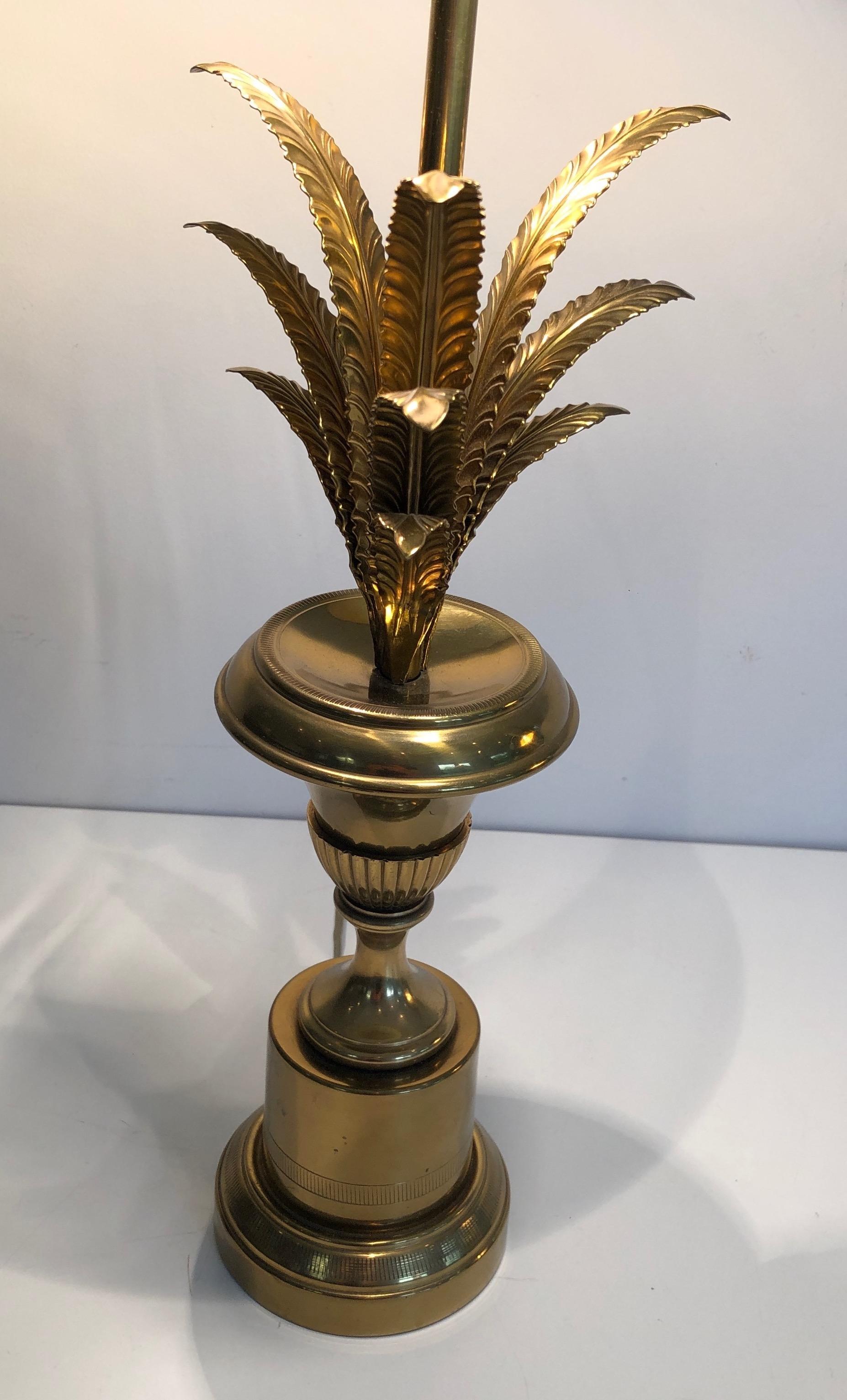 Palm Tree Neoclassical Style Brass Table Lamp in the Style of Maison Charles For Sale 4