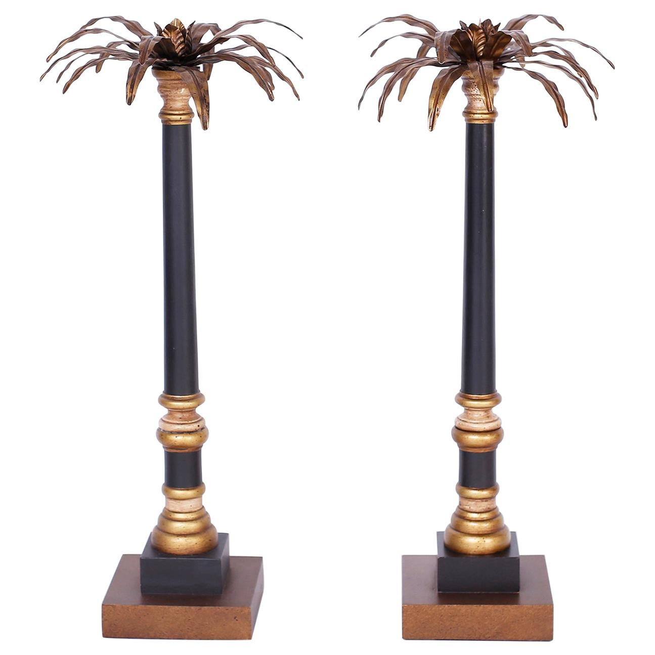 Palm Tree Pricket Candlesticks For Sale