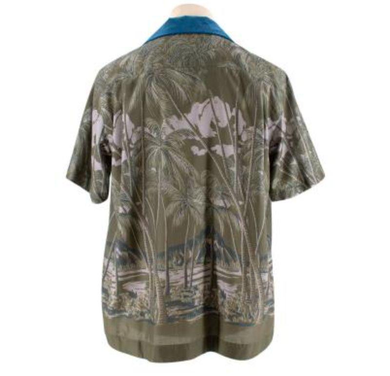 Gray Sacai Palm Tree Print Cotton Shirt For Sale