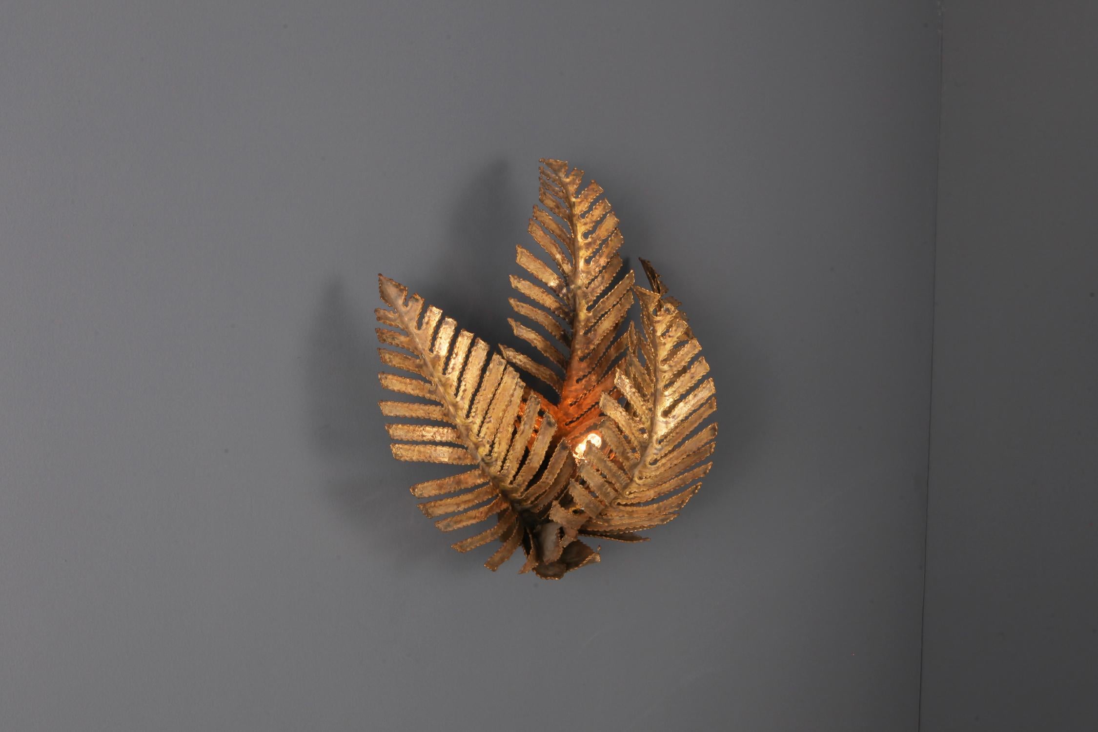 Hollywood Regency Palm Tree Sconce Handmade in Brass by Maison Jansen