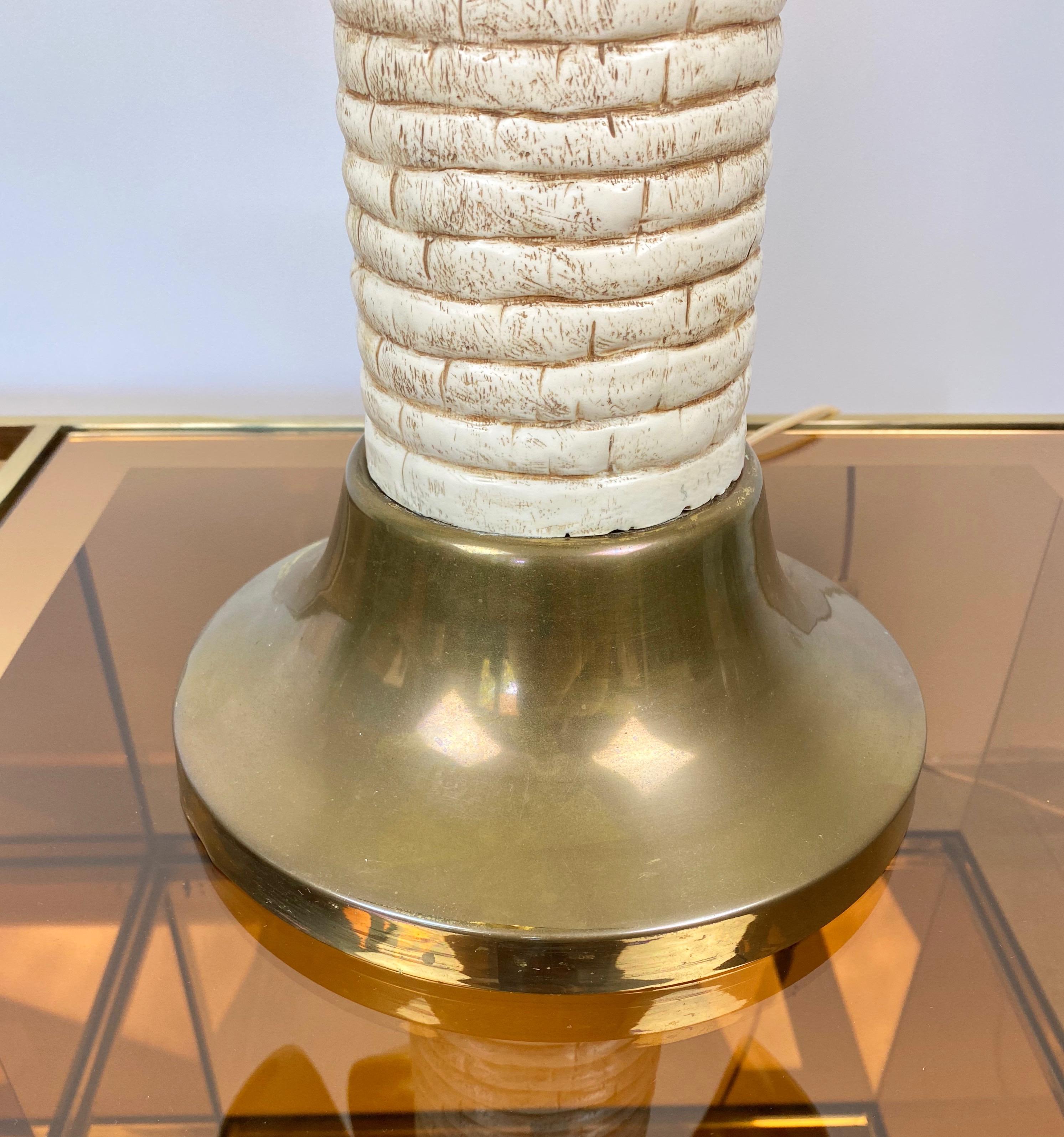 Lampe de table en forme de palmier en laiton et résine blanche:: Italie:: 1970 en vente 4
