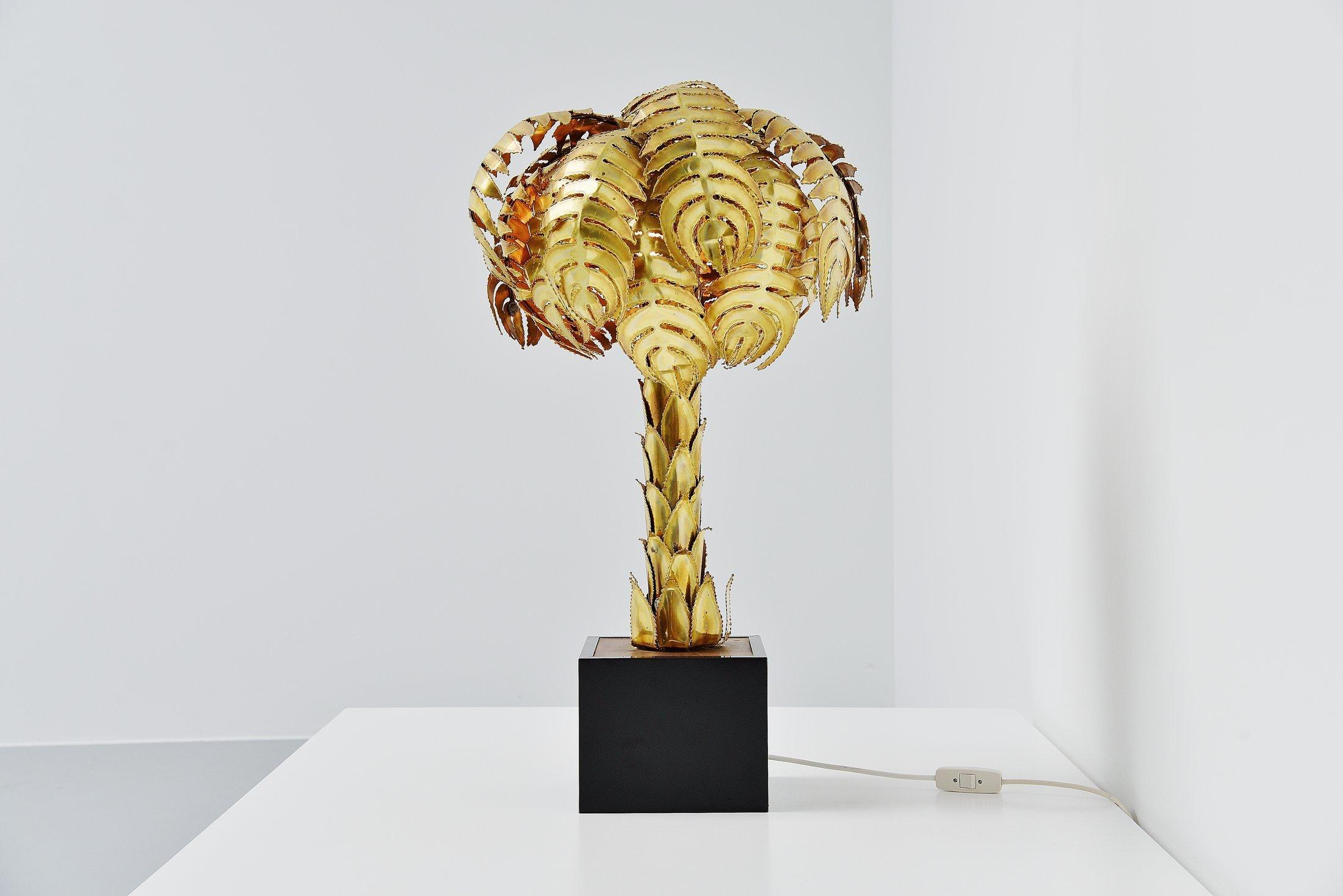 Palm Tree Table Lamp by Maison Jansen, France, 1970 In Good Condition In Roosendaal, Noord Brabant