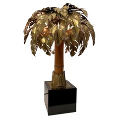 Retro “Palm tree” table lamp, Christian Techouyeres, Maison Jansen, France, circa 1970