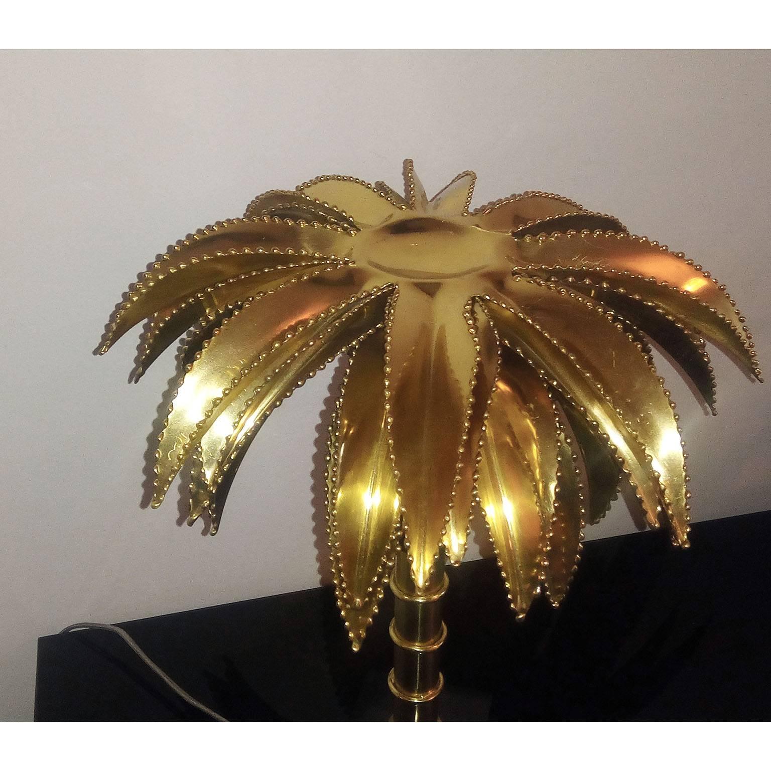 Lacquered Palm Tree Table Lamp in the Style of Maison Jansen