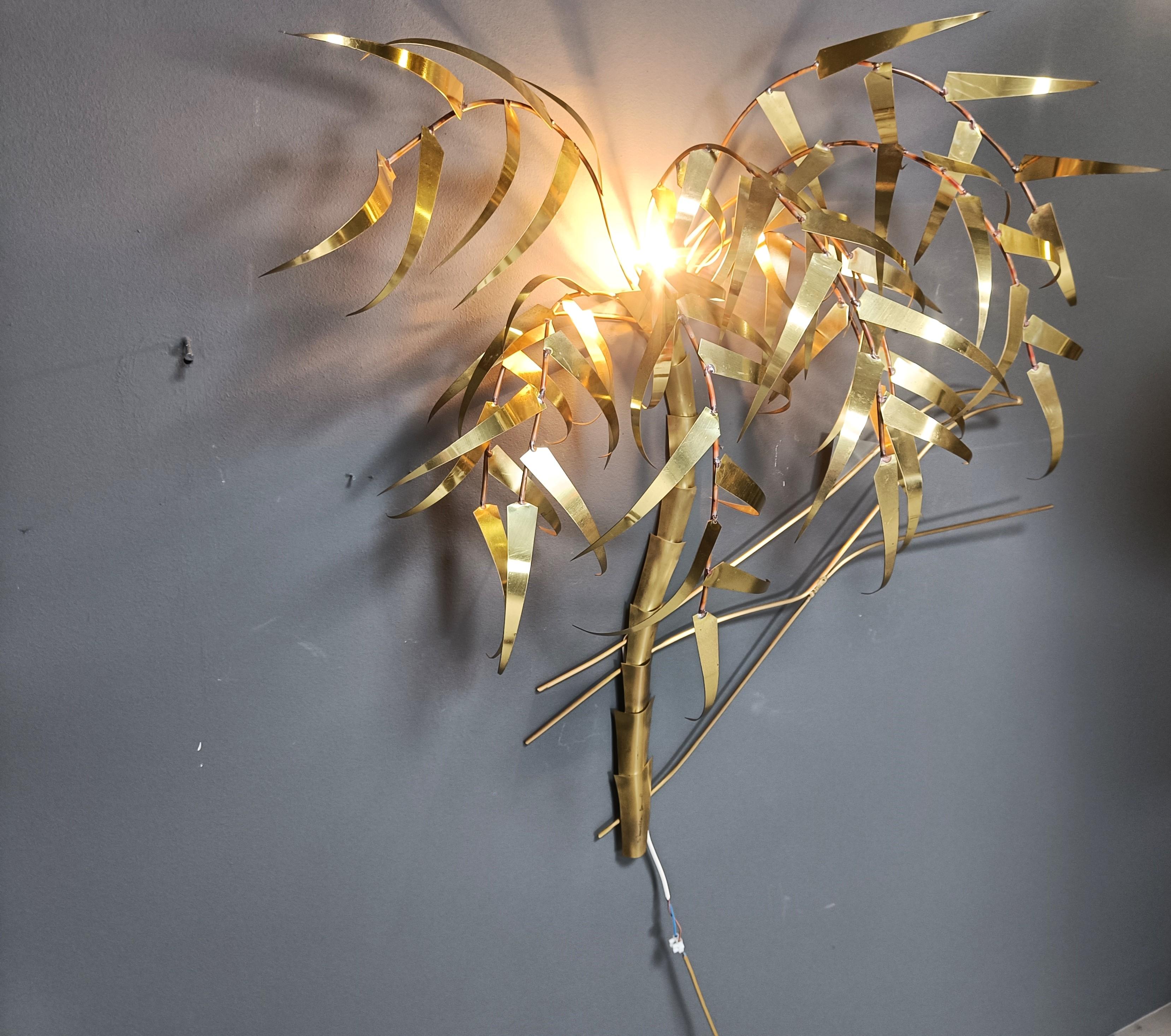 Palm tree wall light by Daniel D'Haeseleer, 1970s For Sale 3