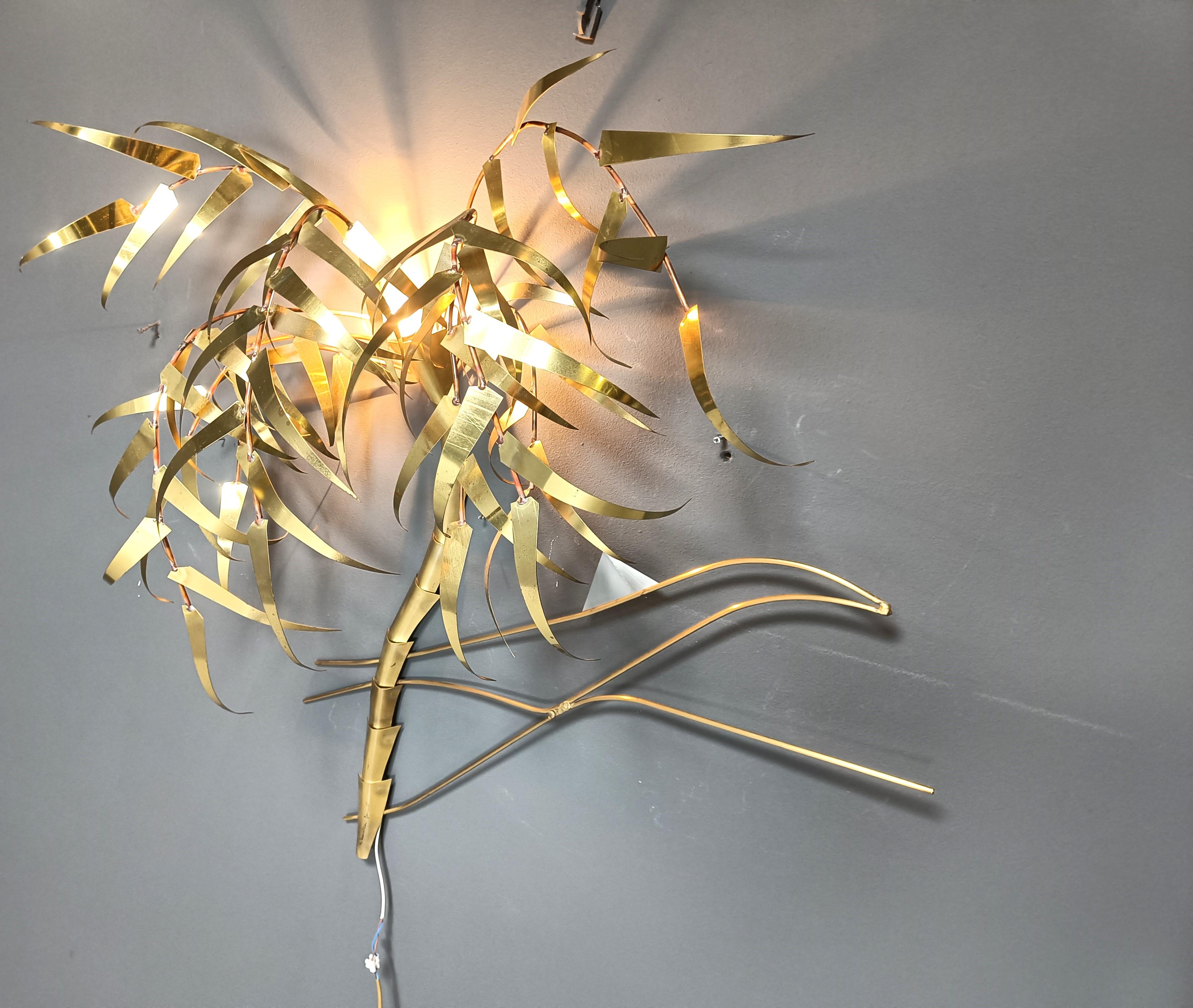 Palm tree wall light by Daniel D'Haeseleer, 1970s For Sale 4