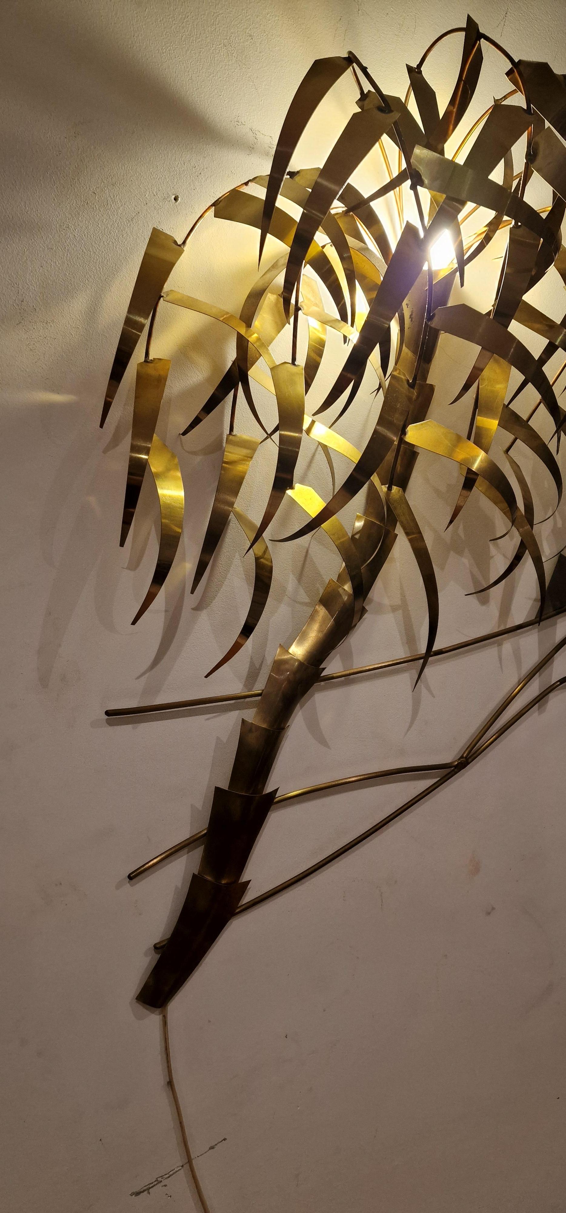 Palm Tree Wall Light By Daniel D'haeseleer, 1970s In Good Condition For Sale In Waasmunster, BE