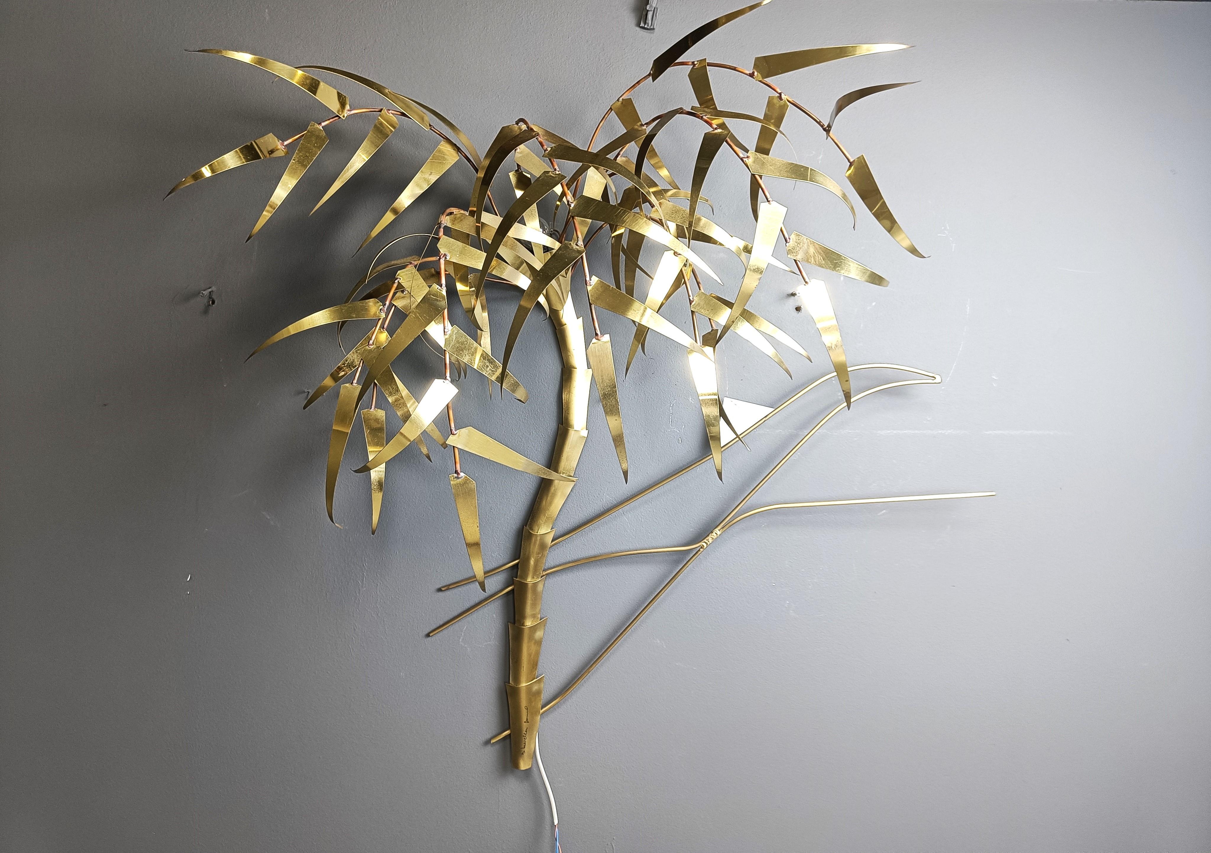 Late 20th Century Palm tree wall light by Daniel D'Haeseleer, 1970s For Sale