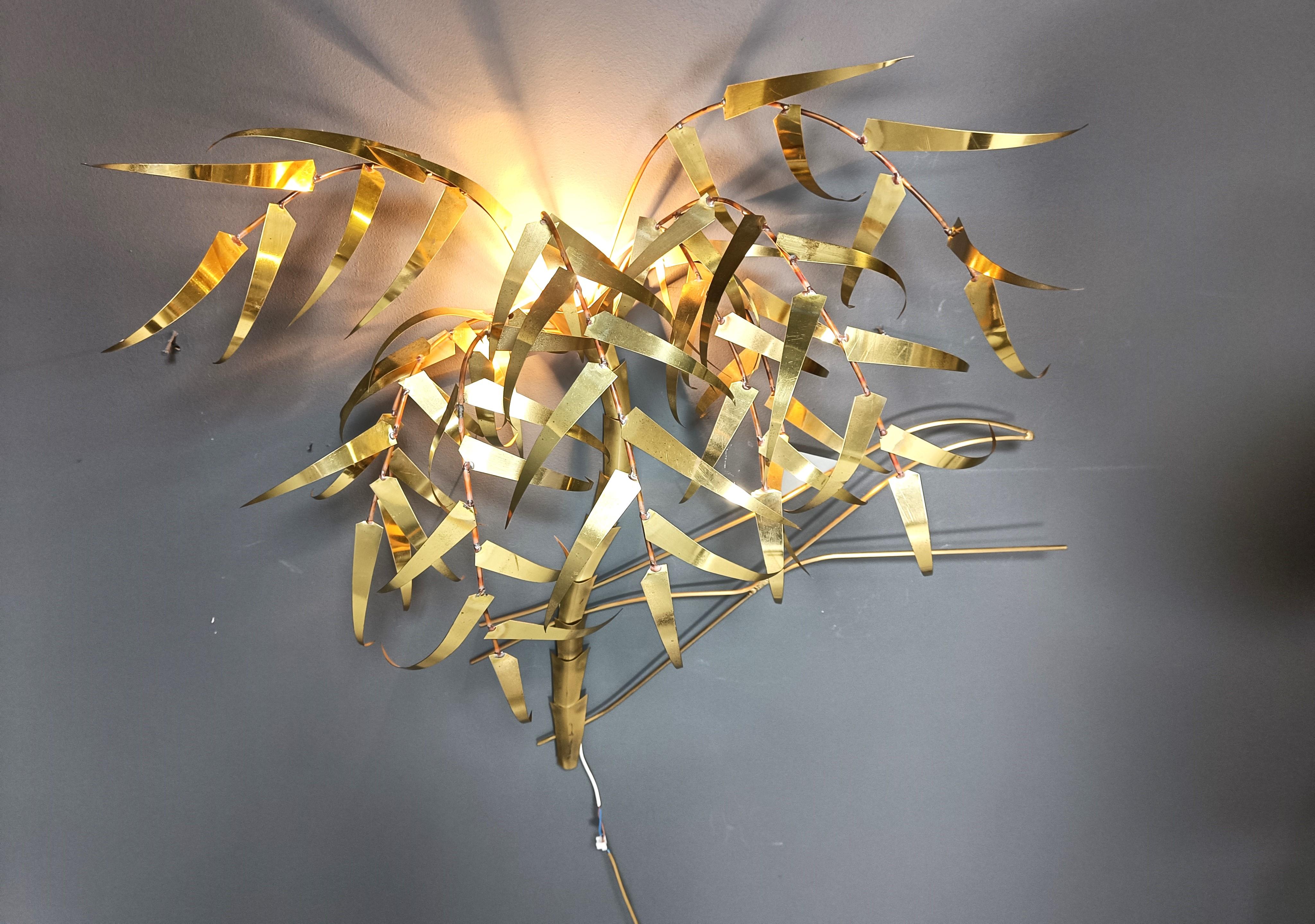 Palm tree wall light by Daniel D'Haeseleer, 1970s For Sale 1