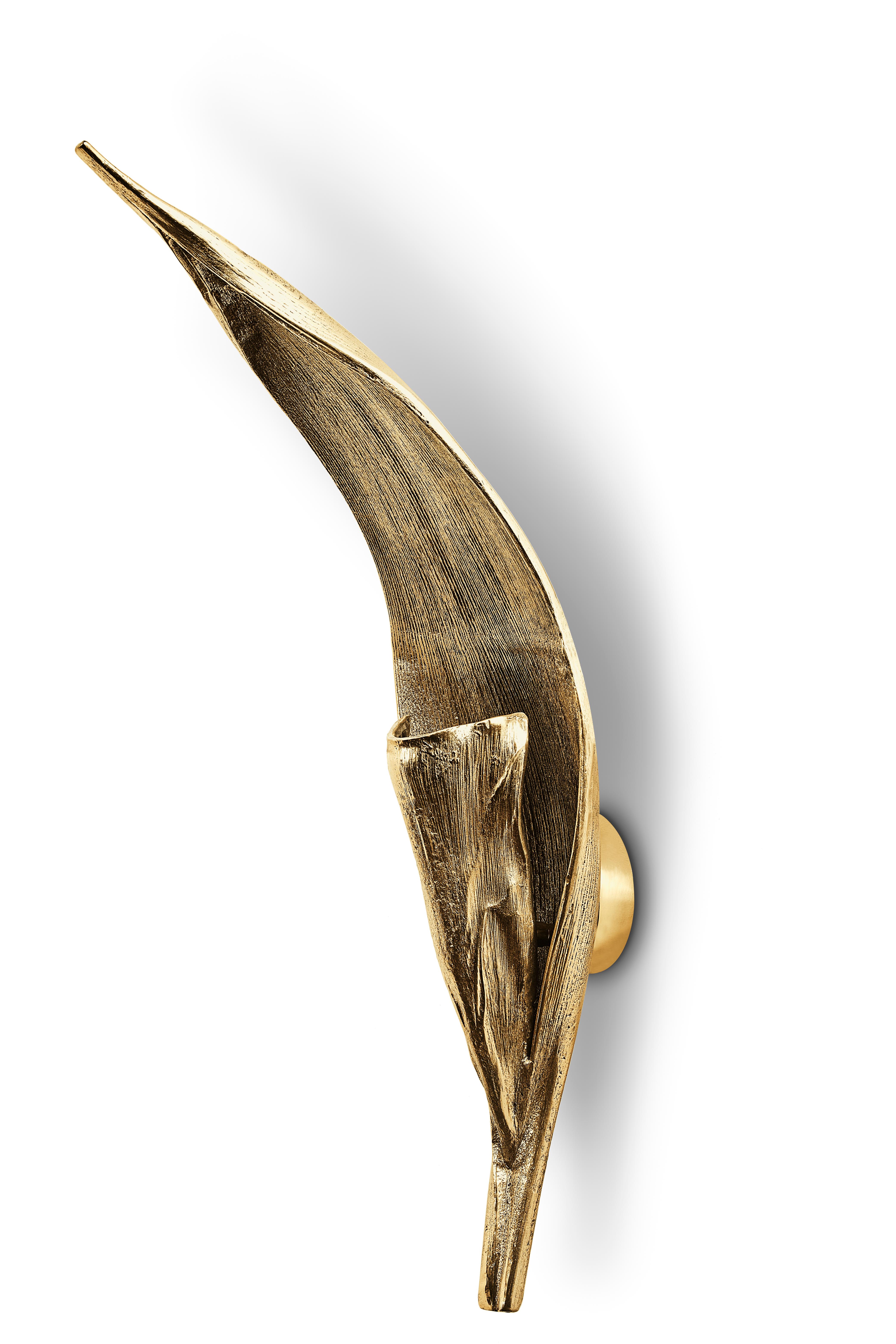 Palme  Wandleuchte in Goldoptik mit organischem Modernity Design (Organische Moderne) im Angebot