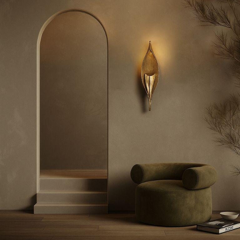 XXIe siècle et contemporain Palmier  Lampe murale en finition dorée avec un design moderne organique en vente