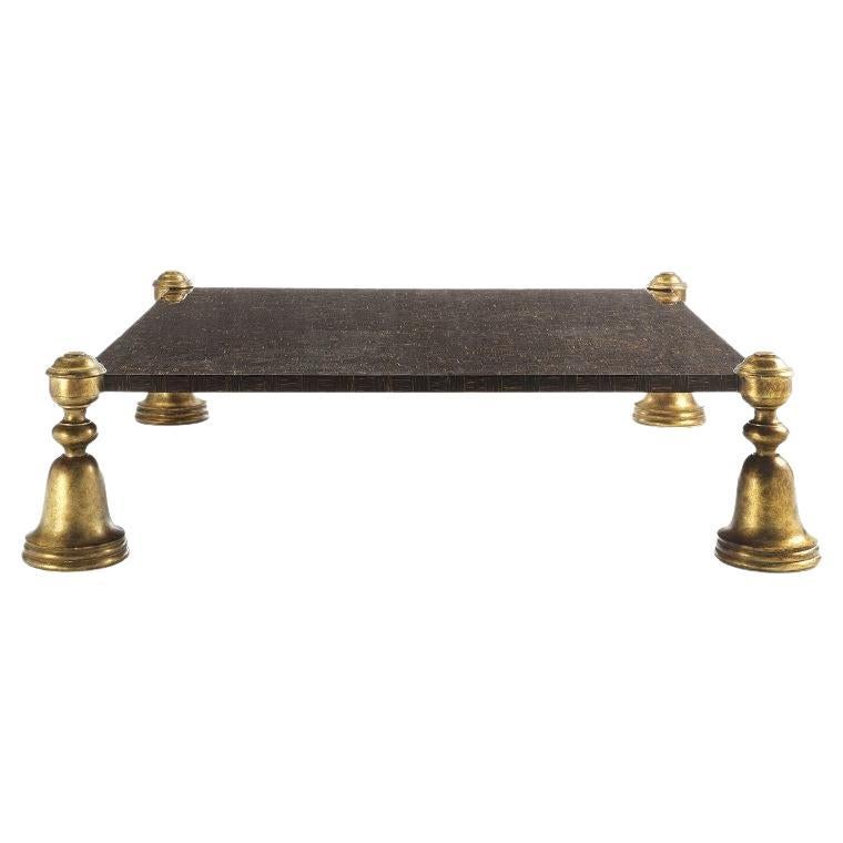 Couchtisch aus Palmenholz und Blattgold im Angebot