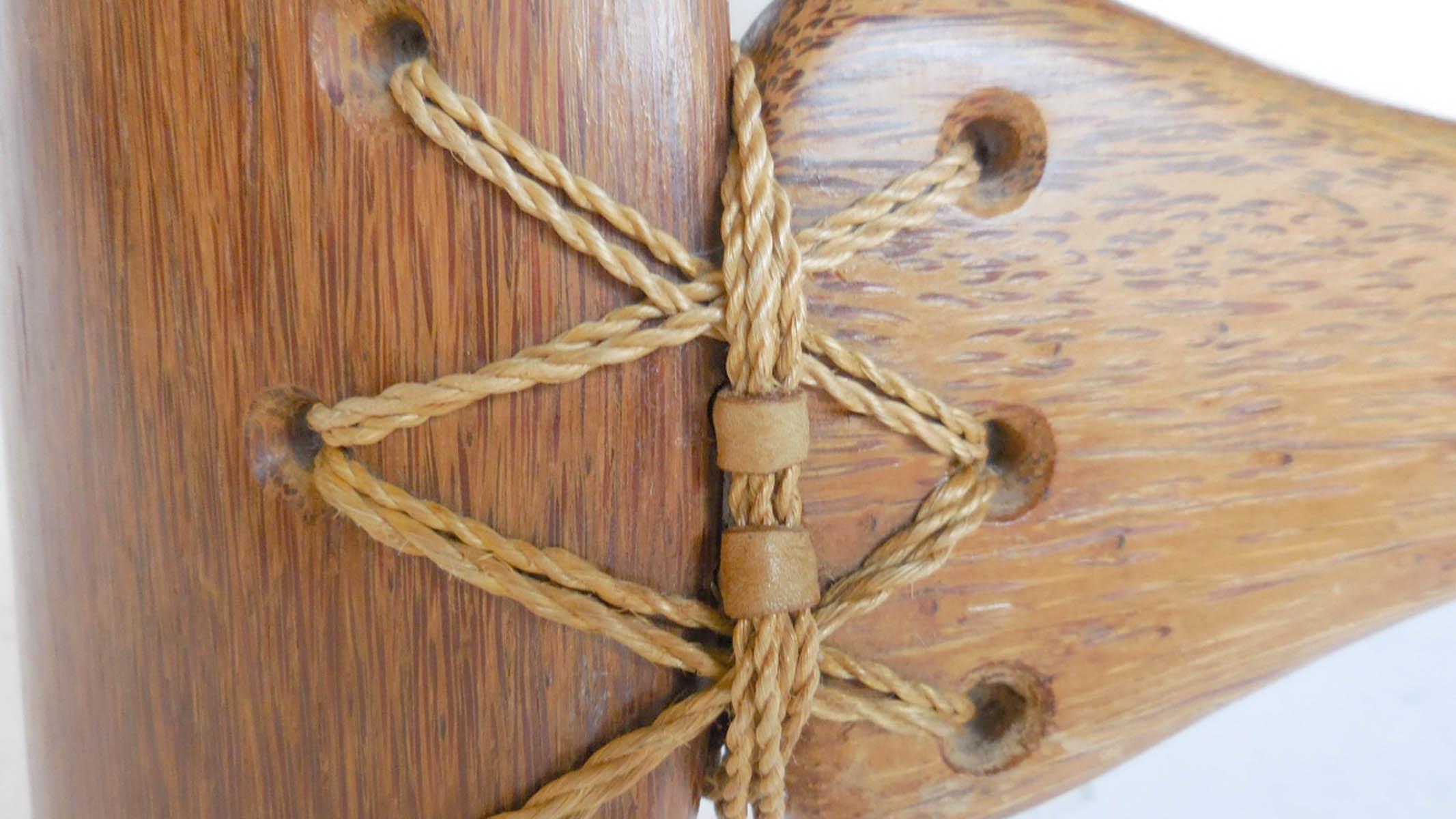 Palm Wood Coffee Table with Rope and Leather Details 1