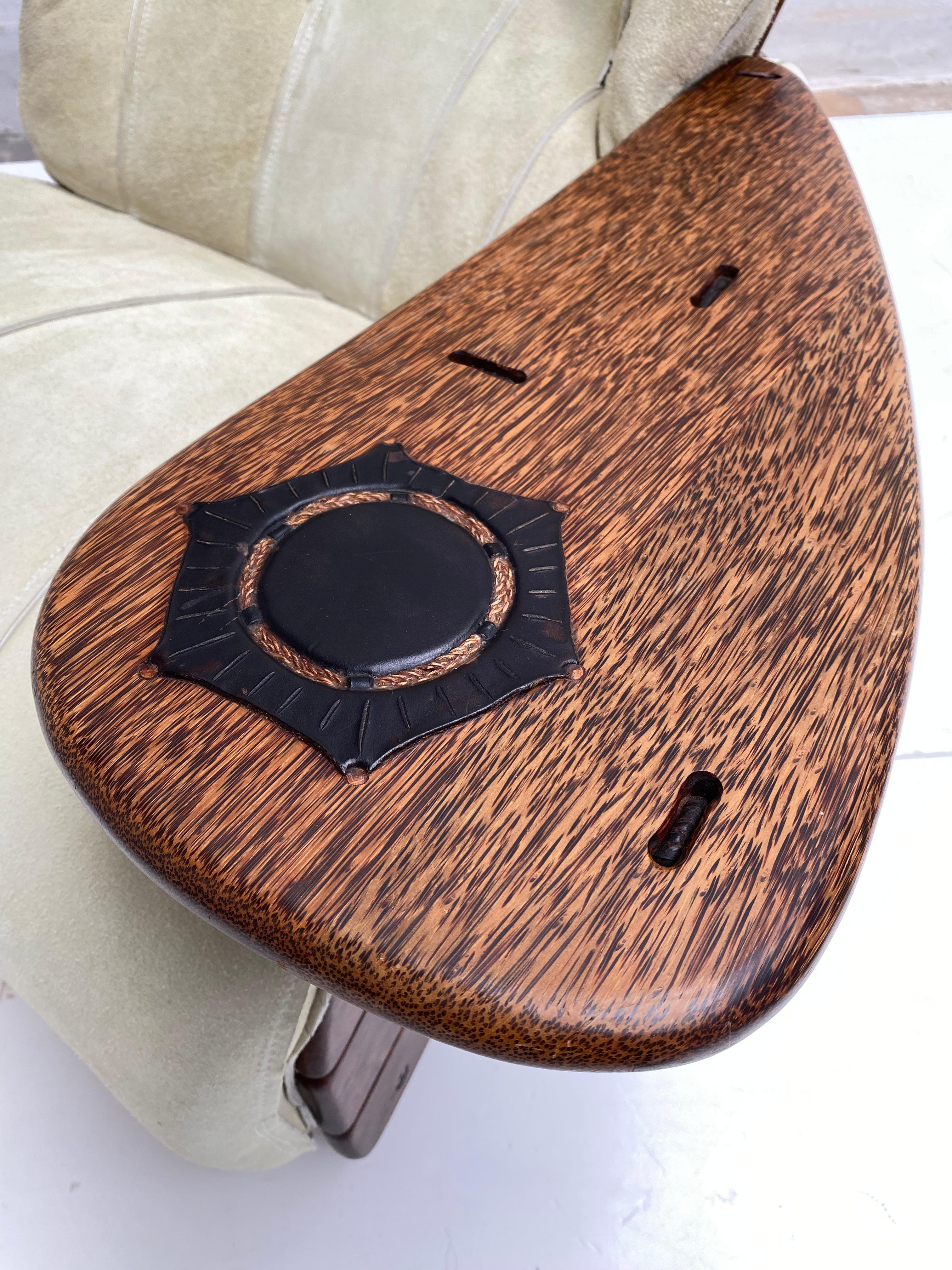 Mid-Century Modern Palm Wood 'Havana' Rockin Chair + Ottoman Pacific Green Furniture Fiji Islands