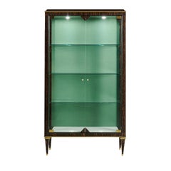 Palmholz mit Messing-Akzenten und grüner Innenrückwand Kabinett