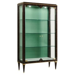 Palm Wood With Brass Accents and Green internal back panel Cabinet