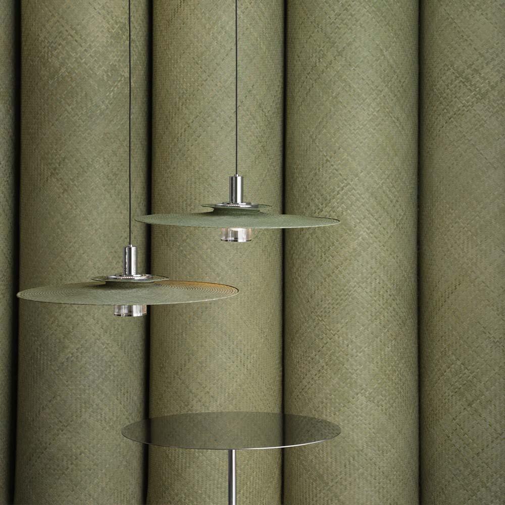 A sophisticated handwoven palma suspension designed in Mexico

Palma green pendant light from David Pompa Studio brings together a handwoven palma shade with a sophisticated chrome, coated metal piece in ochre or white. A nuanced shaded balance,