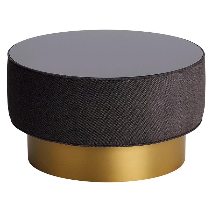 Palma II Coffee Table with Black Glass Top and Antique Brass Lacquer Base