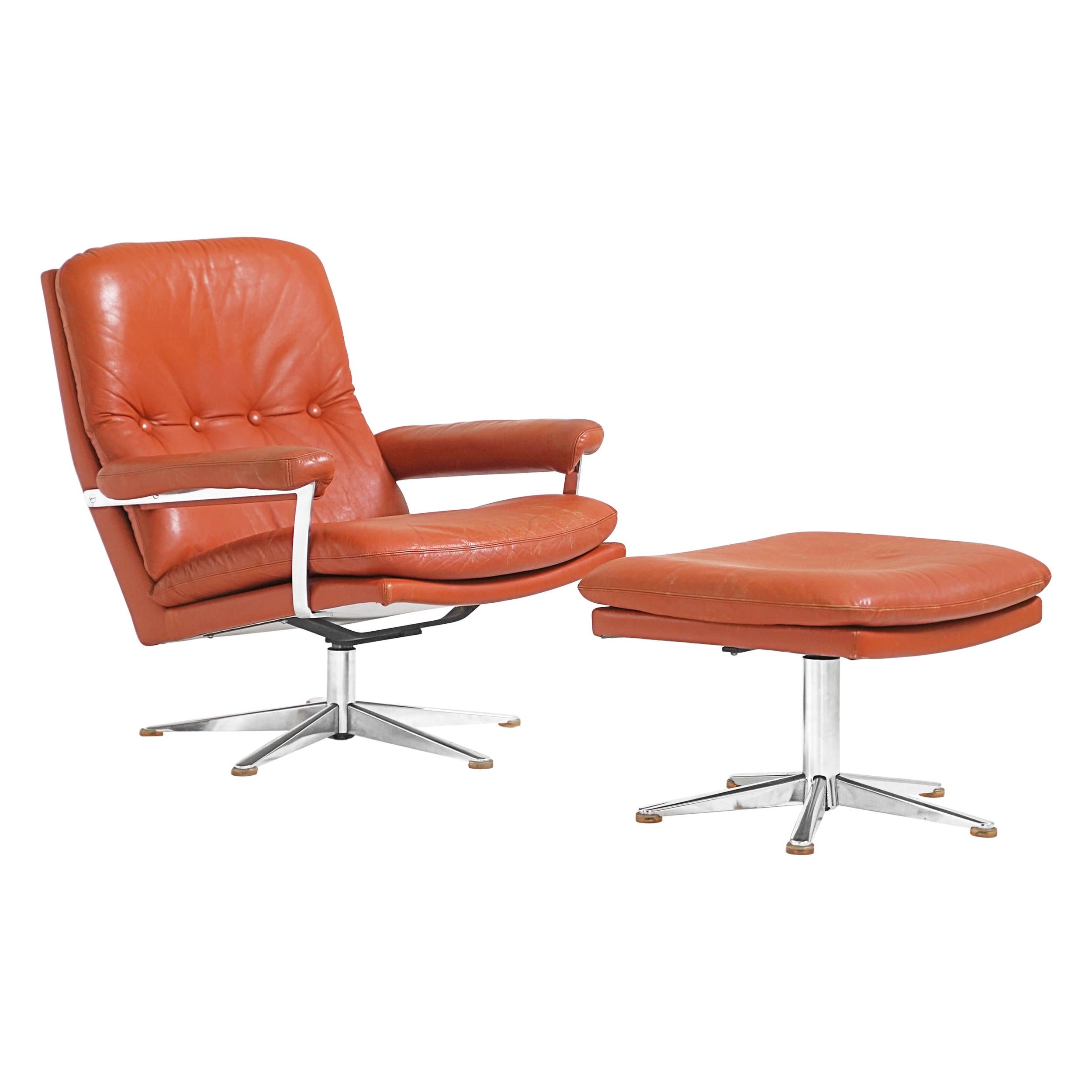 Palma Lounge Chair in Original Leather by Werner Langenfeld for ESA