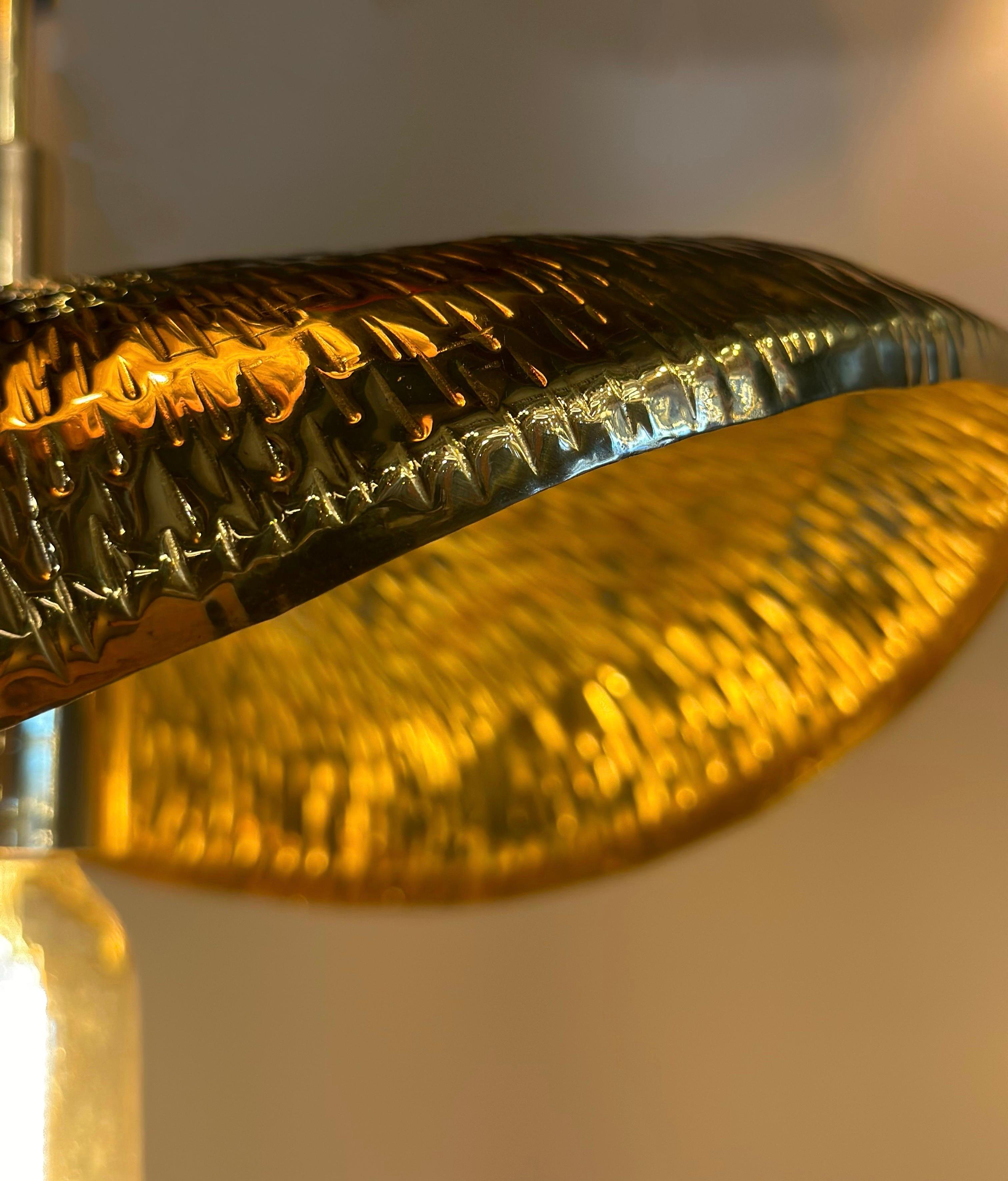 Turkish PALMA Medium Pendant - Hammered Brass Pendant For Sale