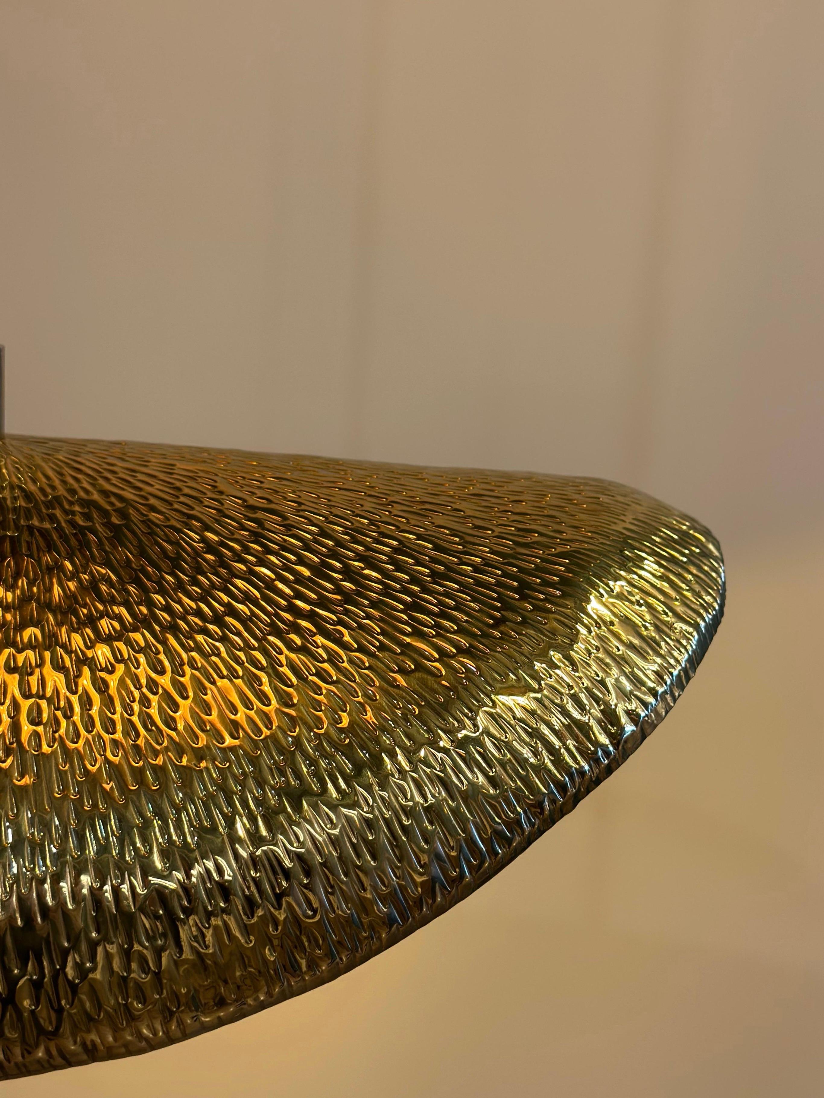 PALMA Medium Pendant - Hammered Brass Pendant For Sale 1