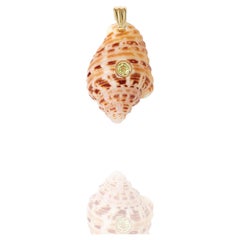 Colgante de Concha Natural Palma con Oro de 14k y Gema Natural Peridoto