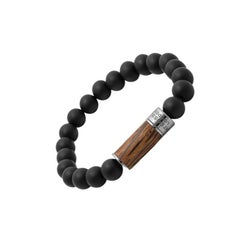 Palma Nera Bracelet in Palma Nera Wood with Black Agate, Size L
