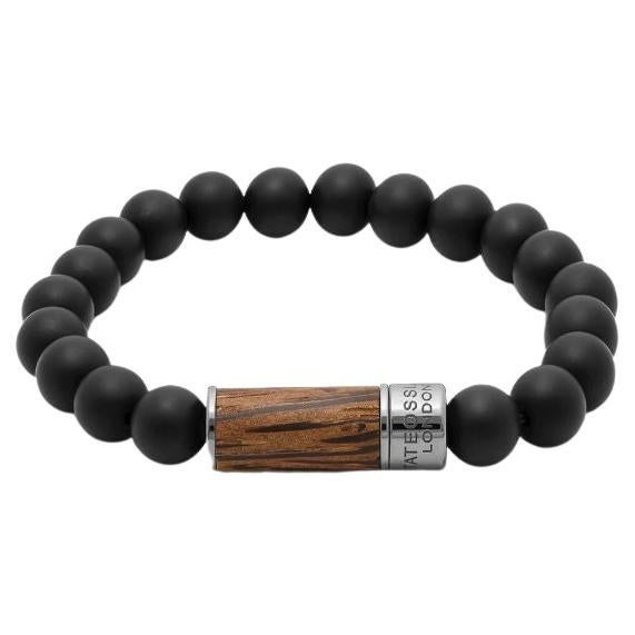 Palma Nera-Armband aus Palma Nera-Holz mit schwarzem Achat, Größe S