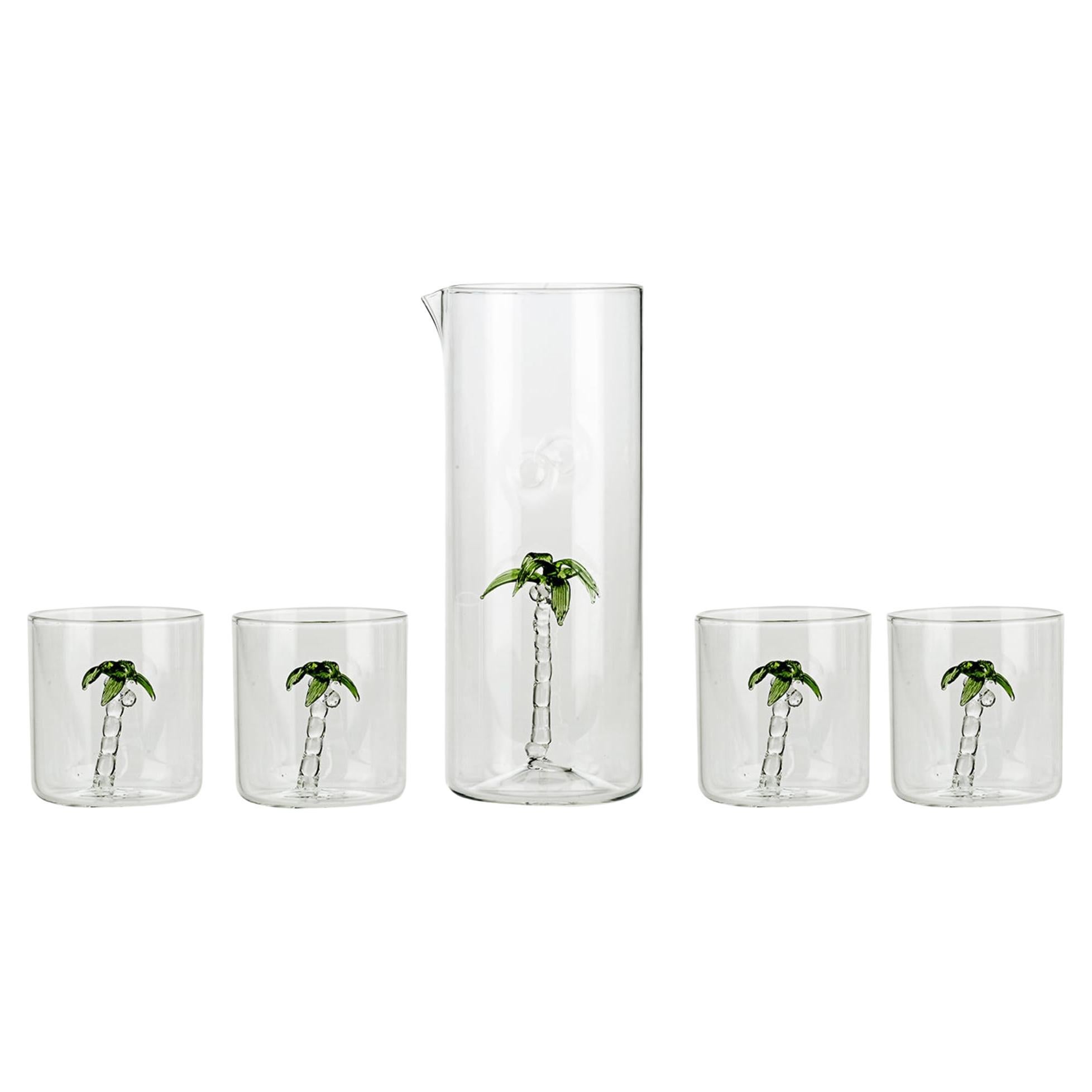 Palma Set of 4 Glasses and Pitcher For Sale