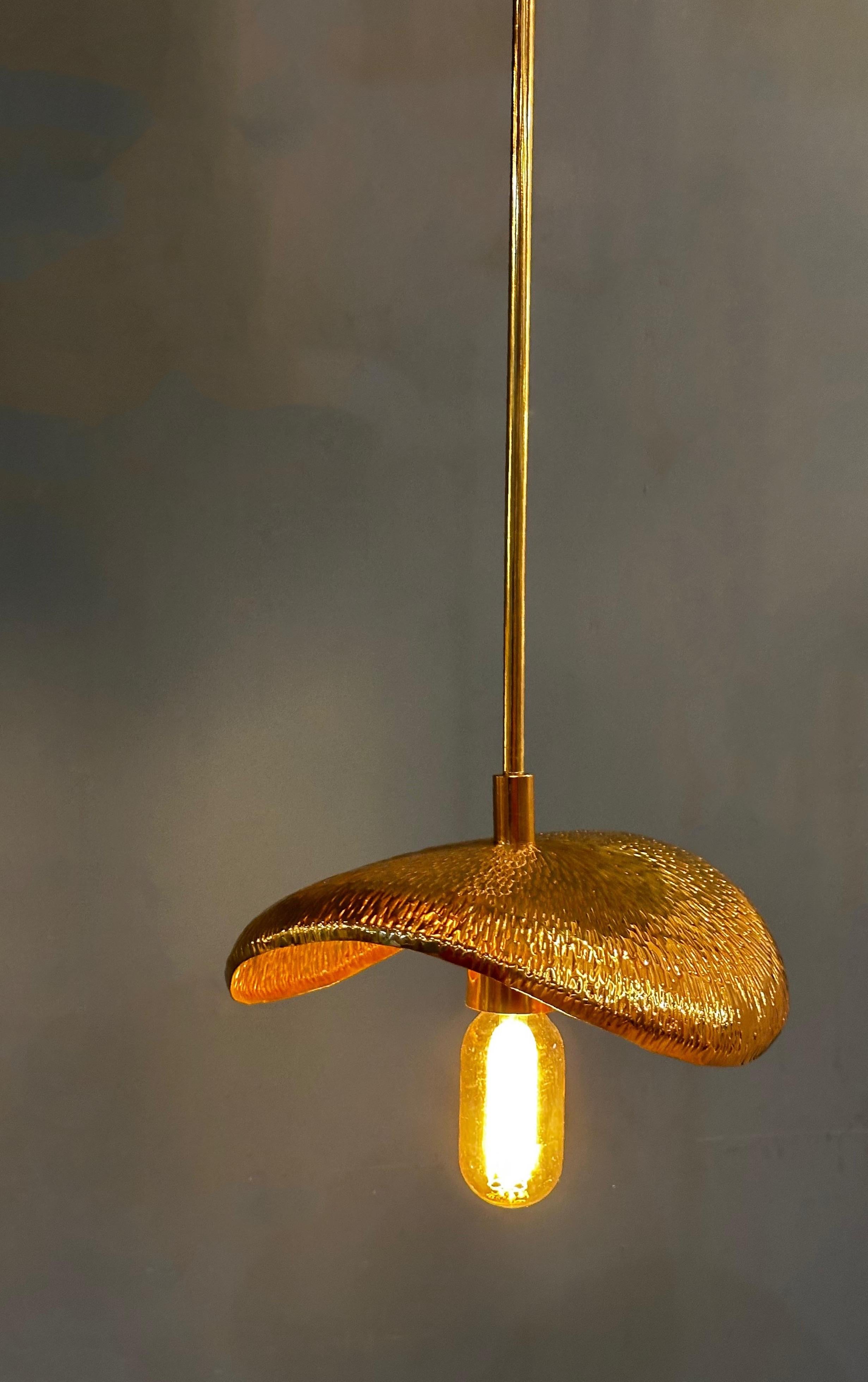 Contemporary PALMA Small Pendant - Hammered Brass Pendant For Sale