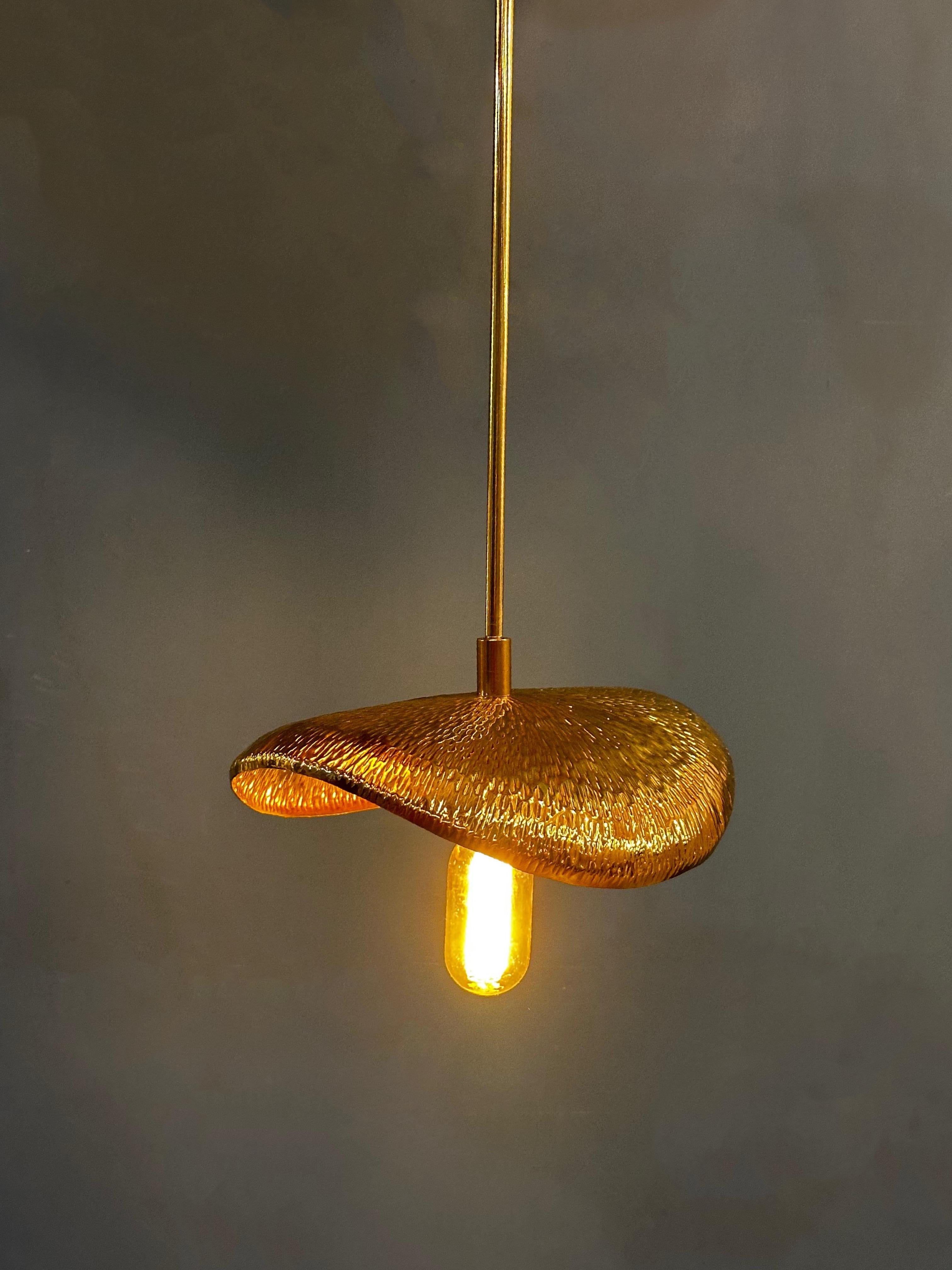 PALMA Small Pendant - Hammered Brass Pendant For Sale 1