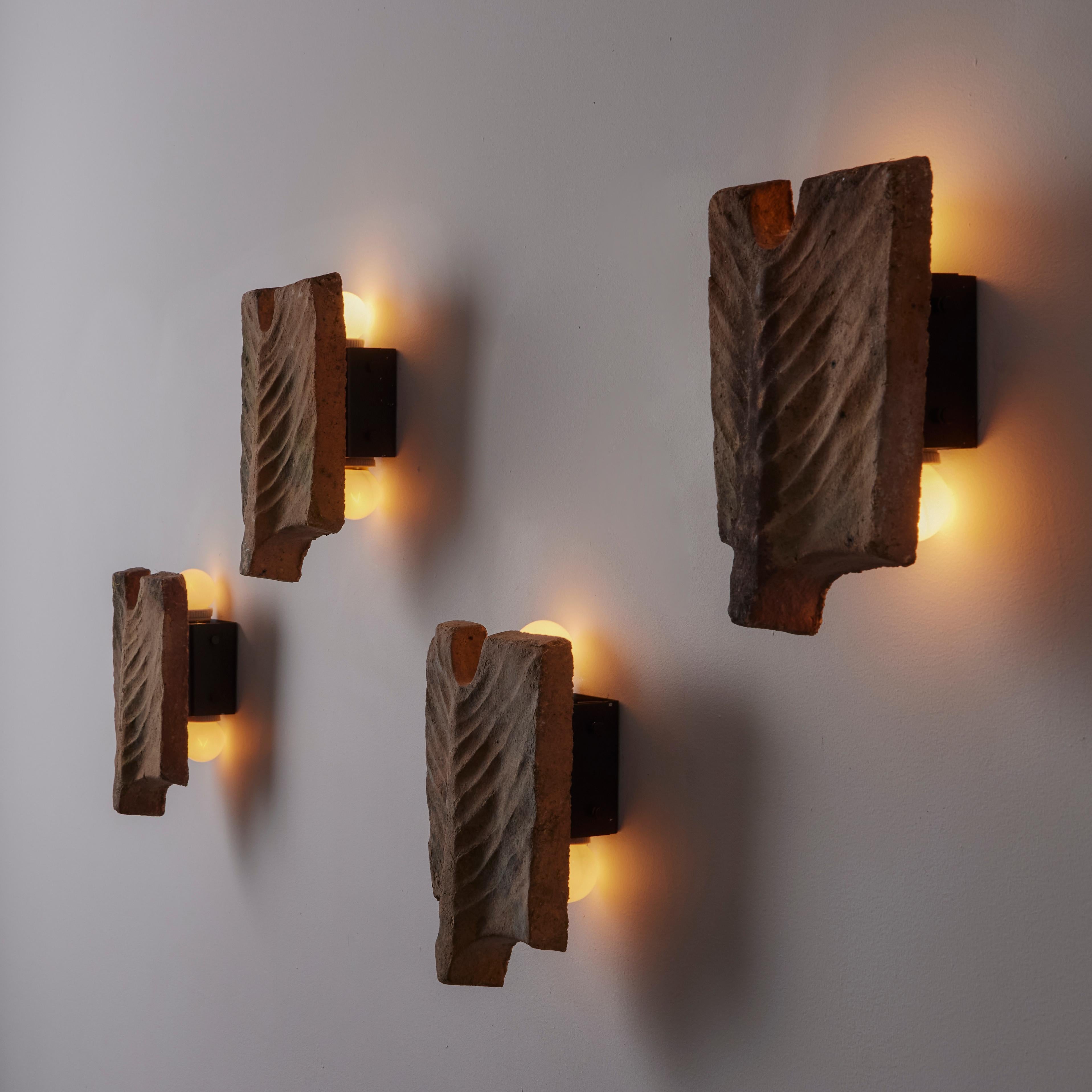 'Palme' Sconces by Georges Jouve for Jouve France In Fair Condition For Sale In Los Angeles, CA