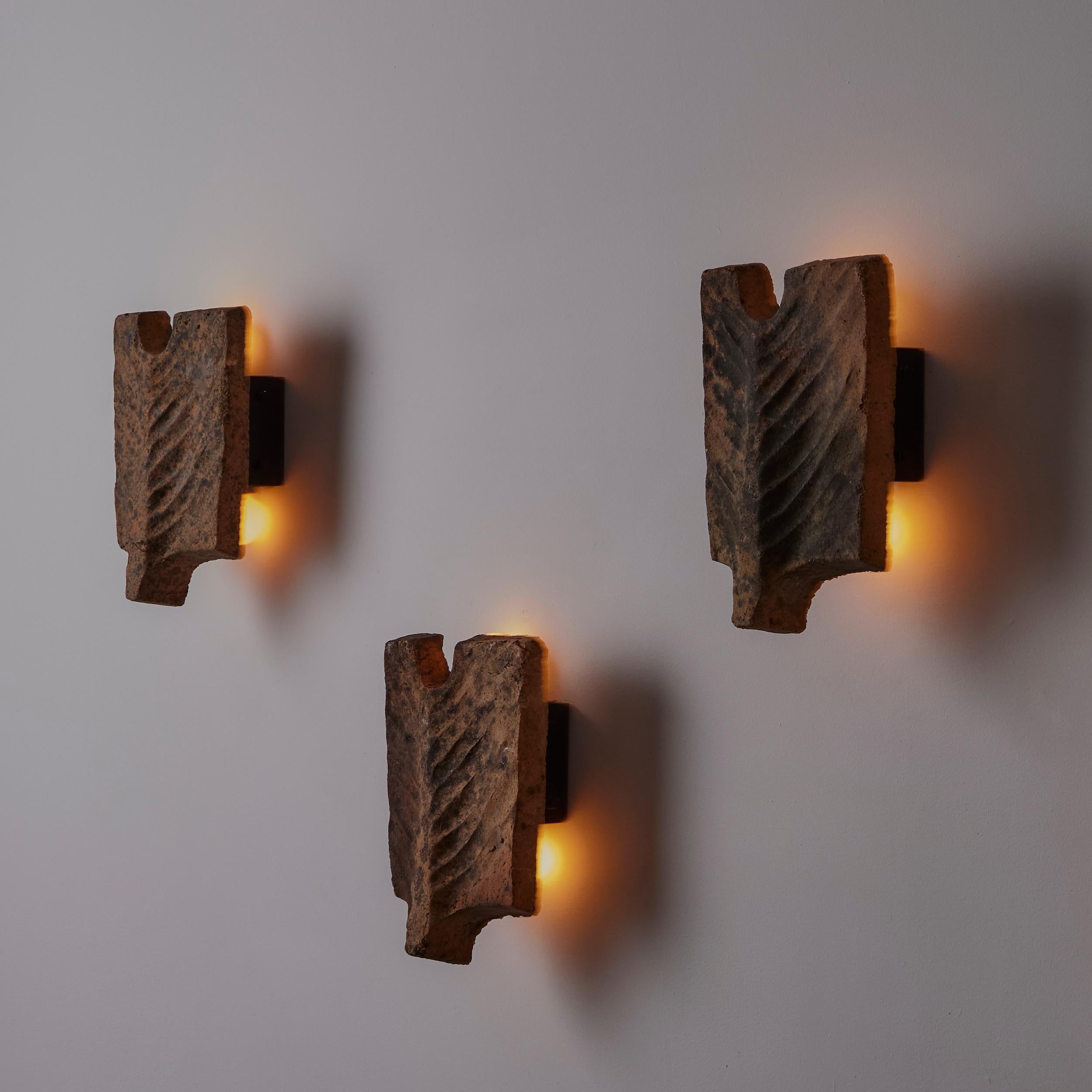 'Palme' Sconces by Georges Jouve for Jouve France In Fair Condition For Sale In Los Angeles, CA