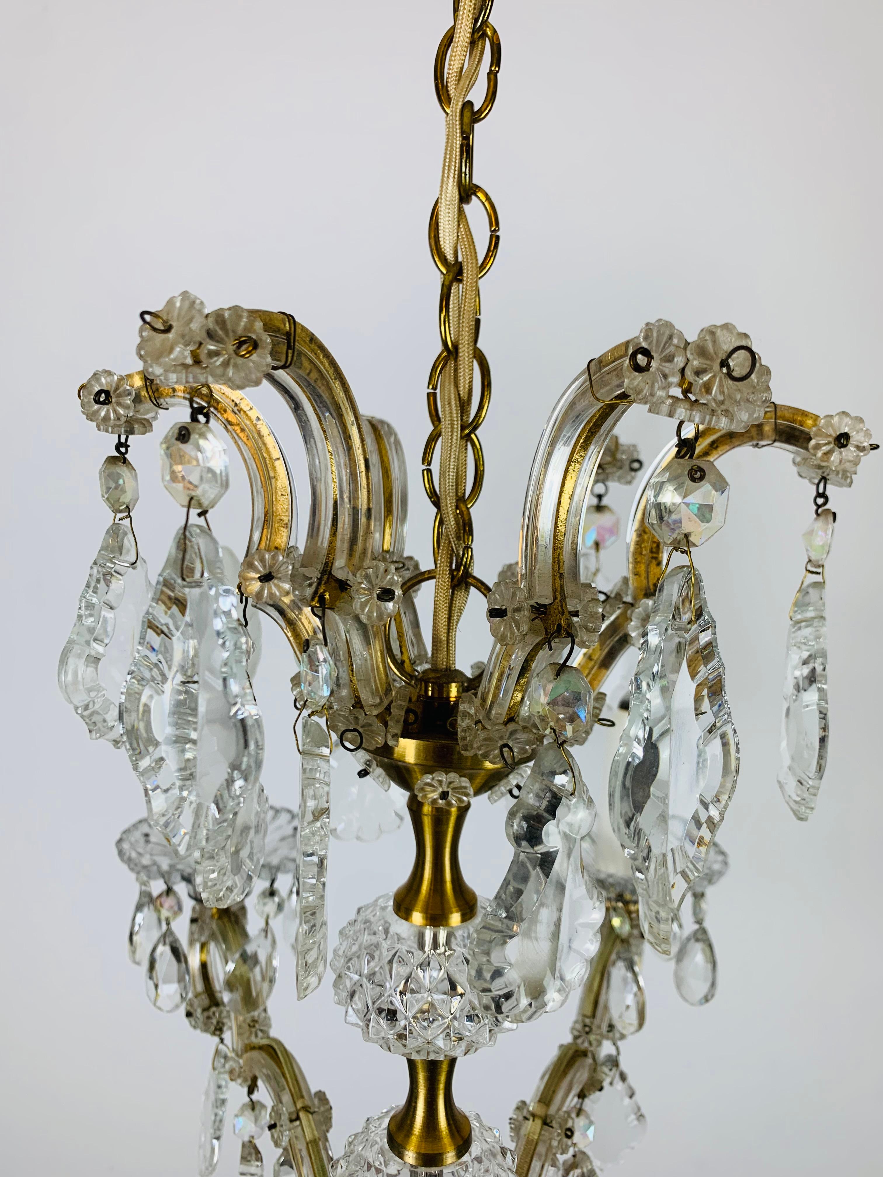 Lampadario Palme & Walter, pendenti in ottone e cristallo, anni '70 in vendita 4