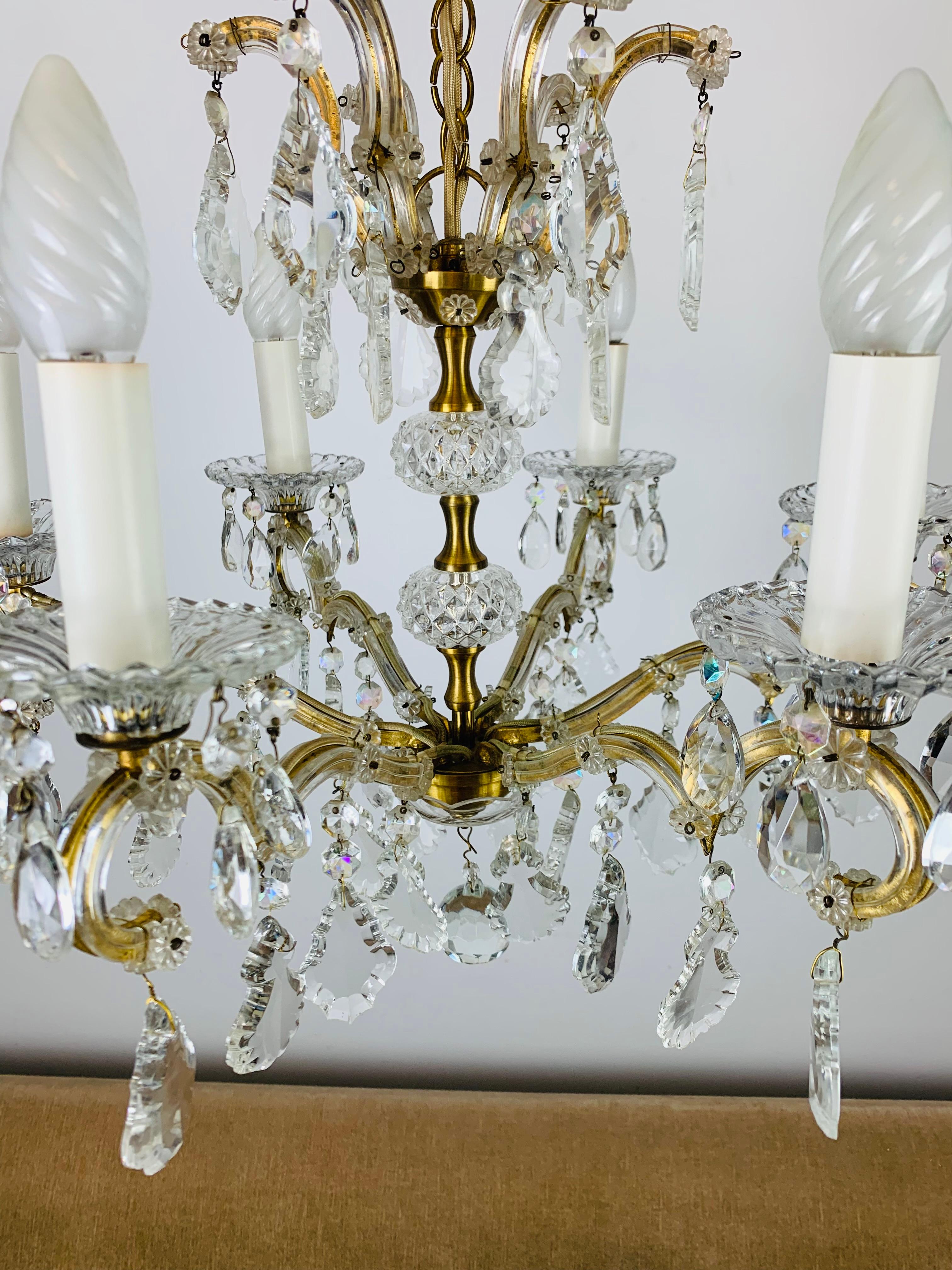 Lampadario Palme & Walter, pendenti in ottone e cristallo, anni '70 in vendita 6