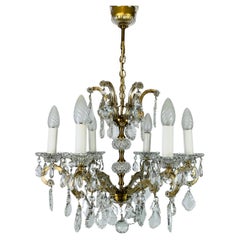 Lampadario Palme & Walter, pendenti in ottone e cristallo, anni '70