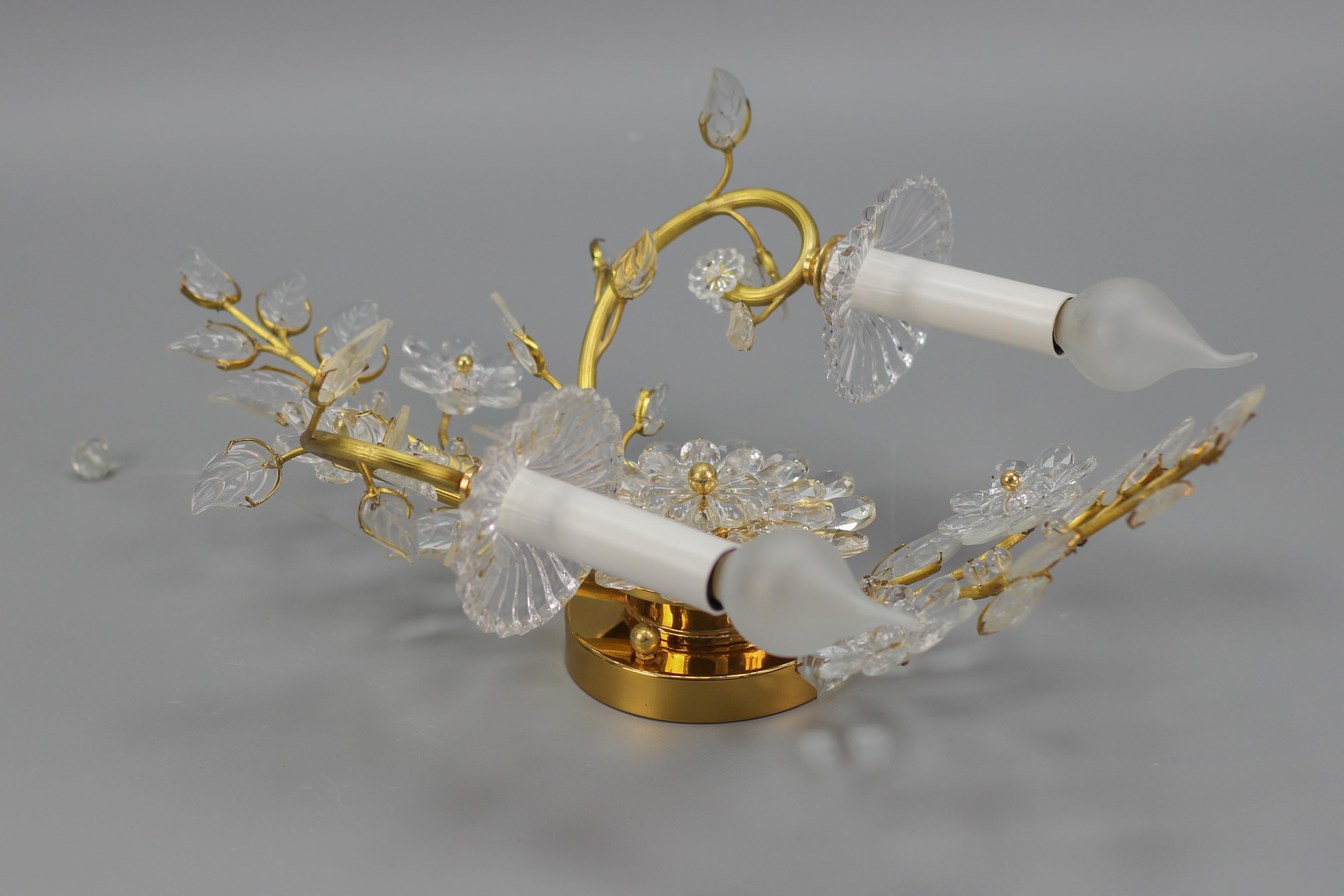 Palme & Walter Wandleuchter aus Kristall und Messing mit Blumenmuster von Palwa, Deutschland, 1960er Jahre im Angebot 4