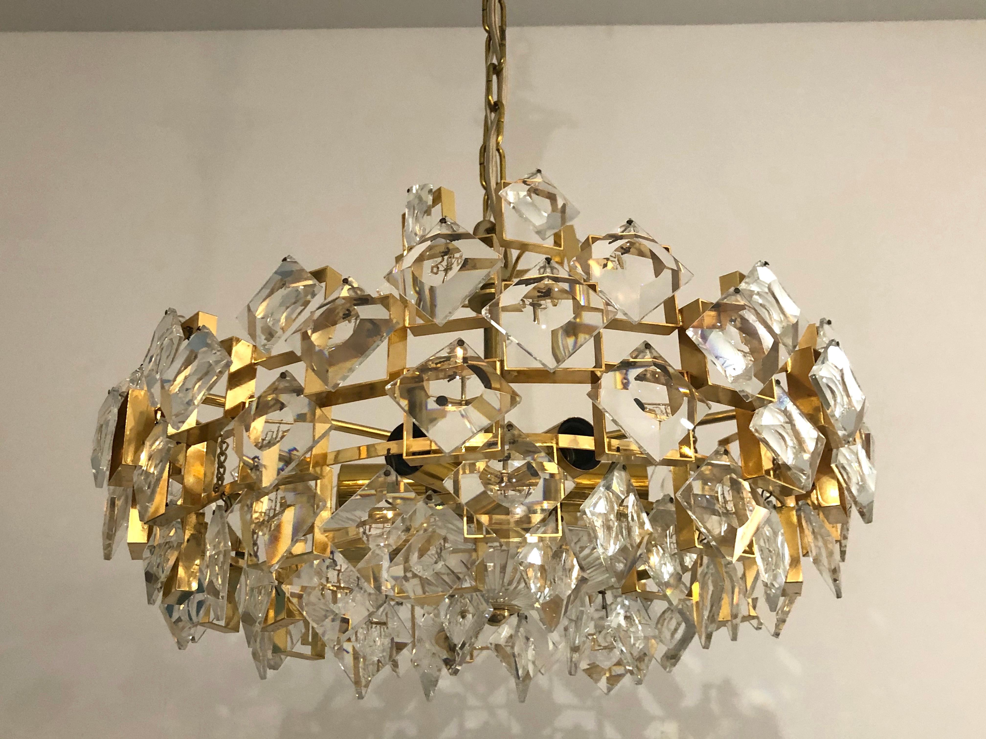 20th Century Palme & Walter Crystal Chandelier