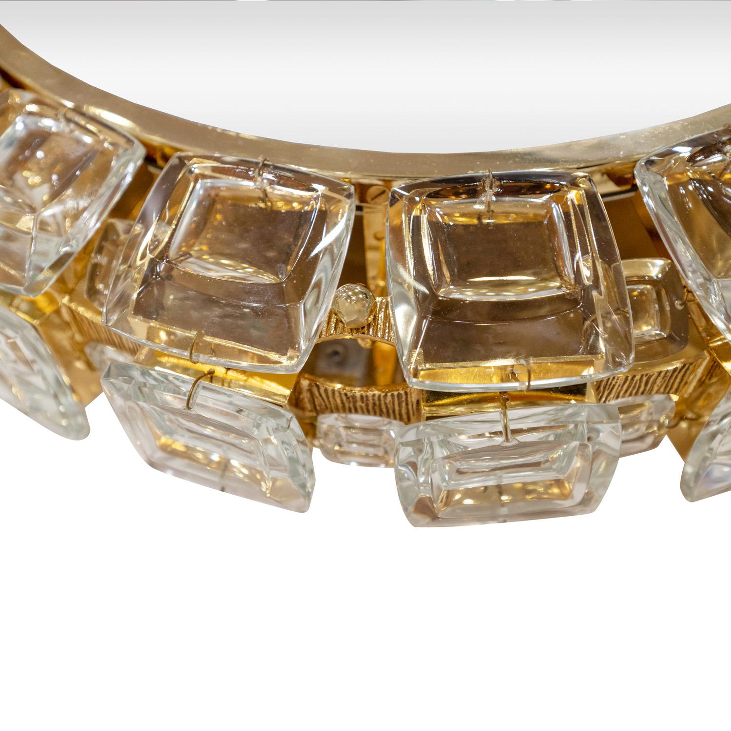 Allemand Palme & Walter - Miroir en plaqué or avec cristaux des années 1960 (signé) en vente