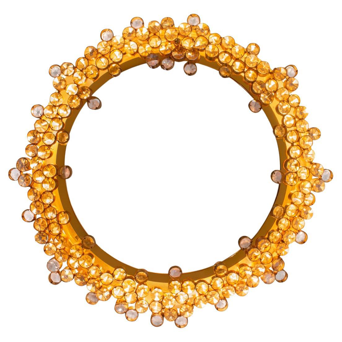 Palme 
Walter Stunning Illuminating Mirror with Faceted Crystals 1960s For Sale