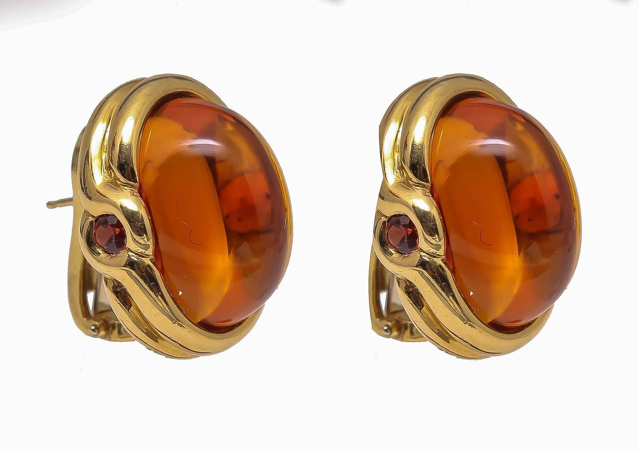 Contemporary Palmeira Cabochon Citrine Topaz Gold Earrings