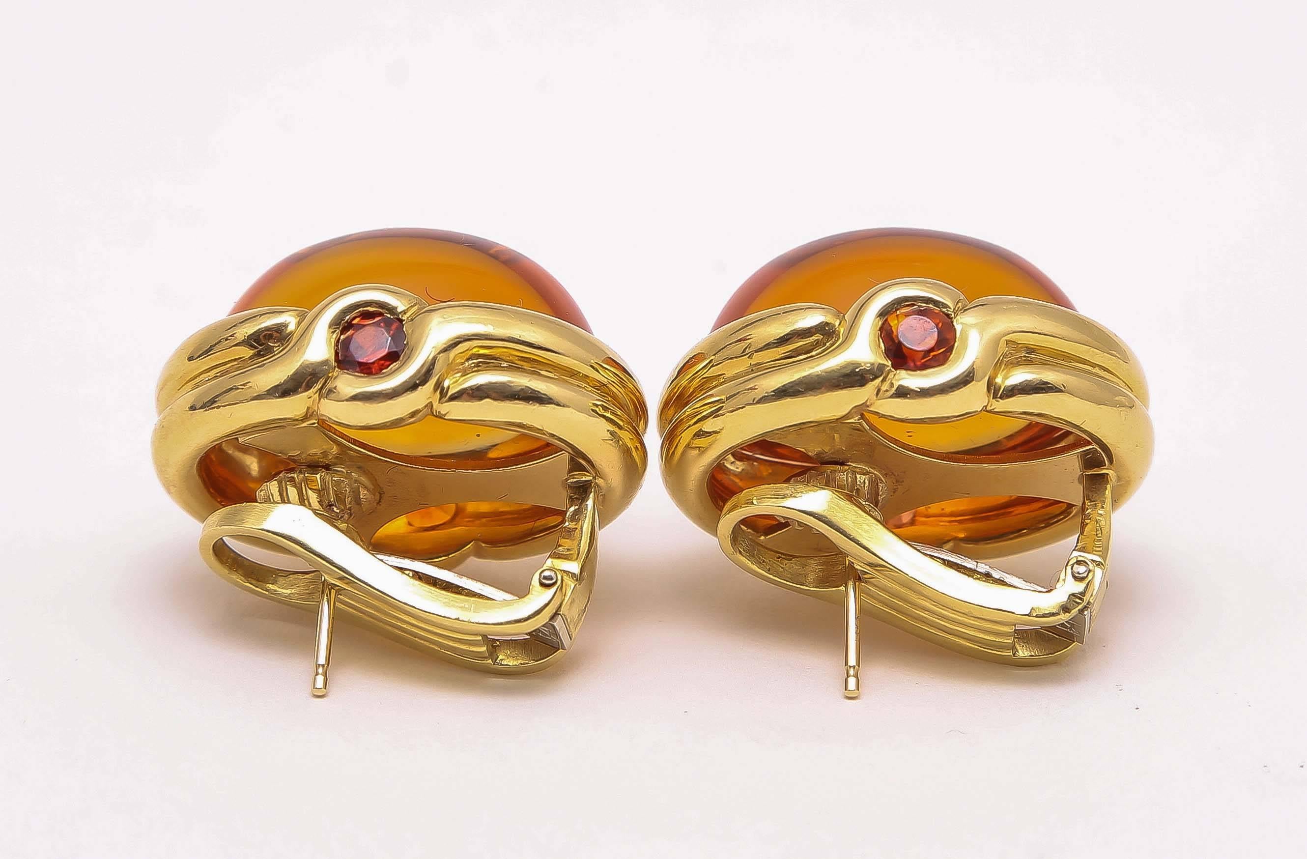 Palmeira Cabochon Citrine Topaz Gold Earrings 1